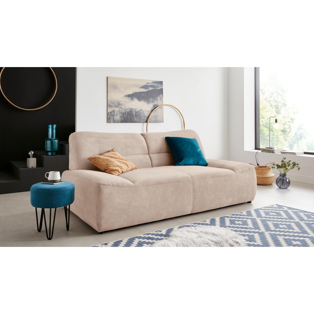 DOMO collection 2-zitsbank Cesena moderne bank met platte armleuningen, comfortabel