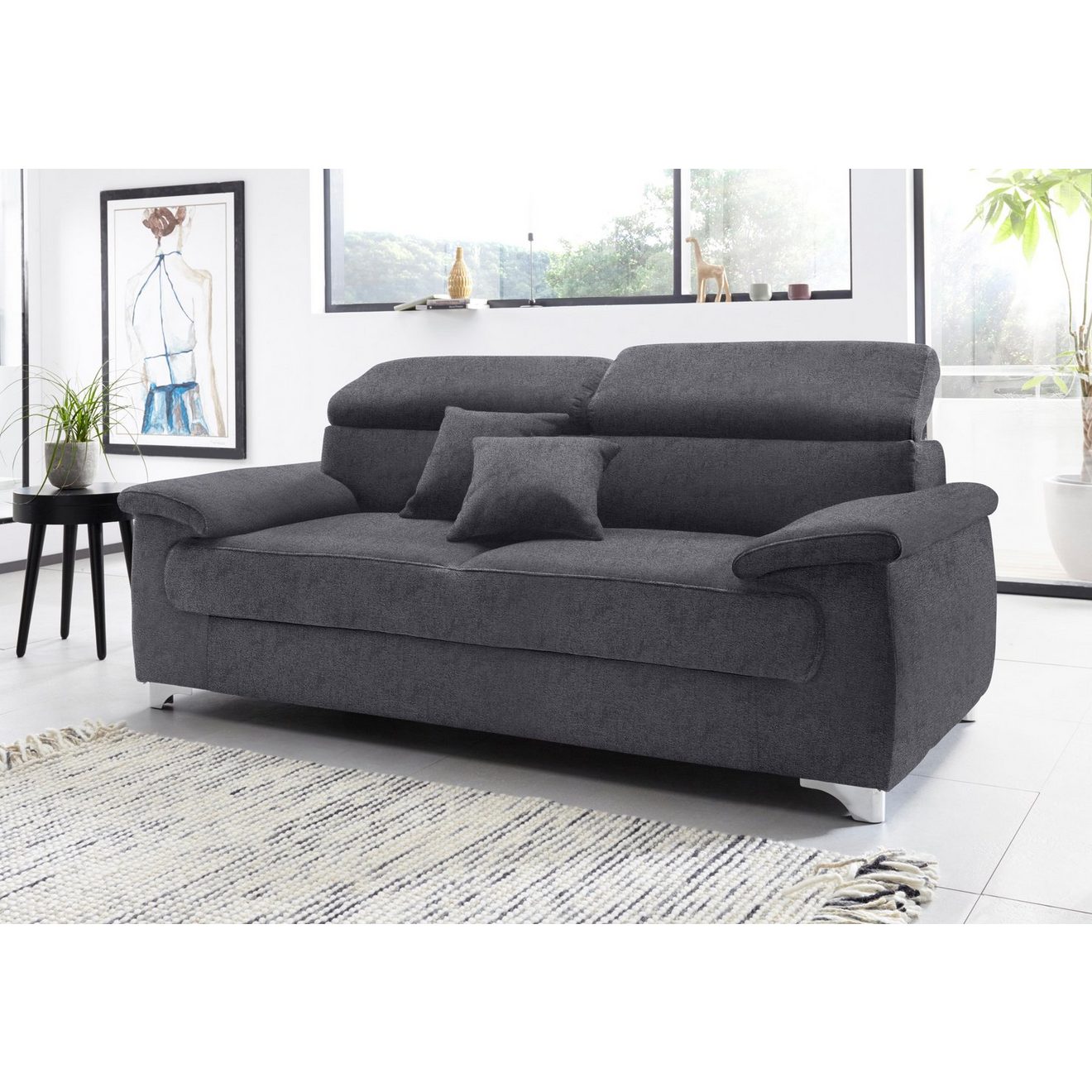 DOMO collection 2,5-zitsbank Mira elegant en modern, comfortabel, vrij in de ruimte te plaatsen