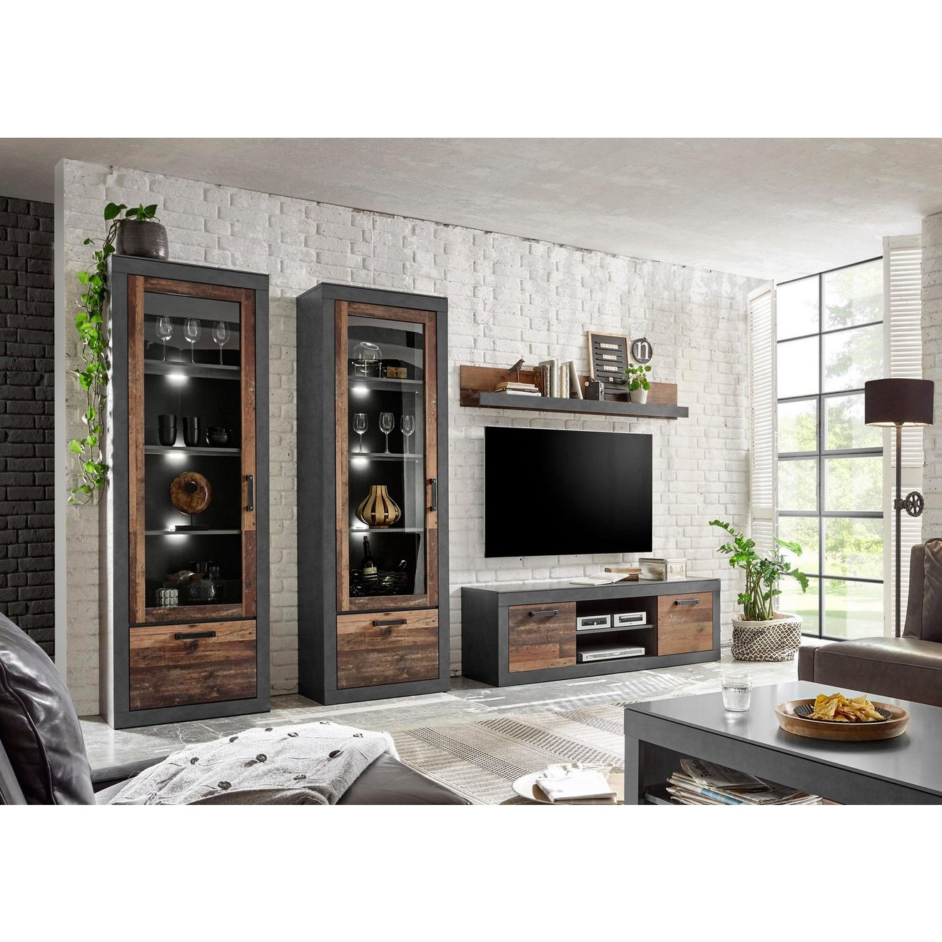 Home affaire Wandmeubel Brooklyn in een decoratieve frame-look (4-delig)