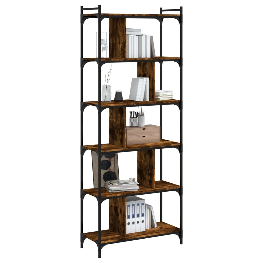 vidaXL Boekenkast 6-laags 76x32x192 cm bewerkt hout gerookt eikenkleur