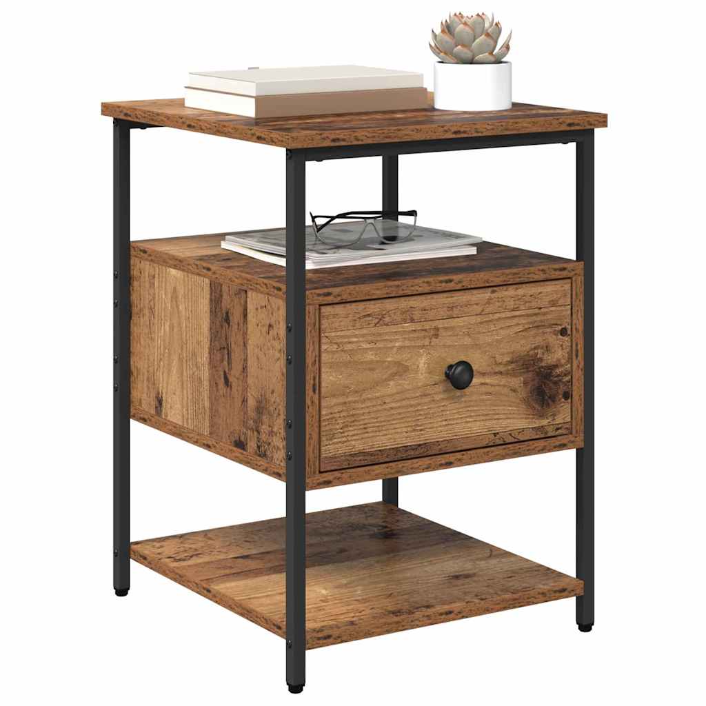 vidaXL Nachtkastje met lade Oud hout 40 x 42 x 56 cm Bewerkt hout