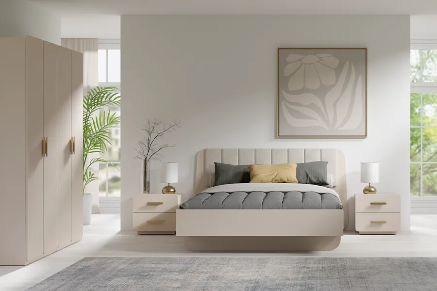 WOONENZO Complete slaapkamer Lorenz - beige (180 cm)