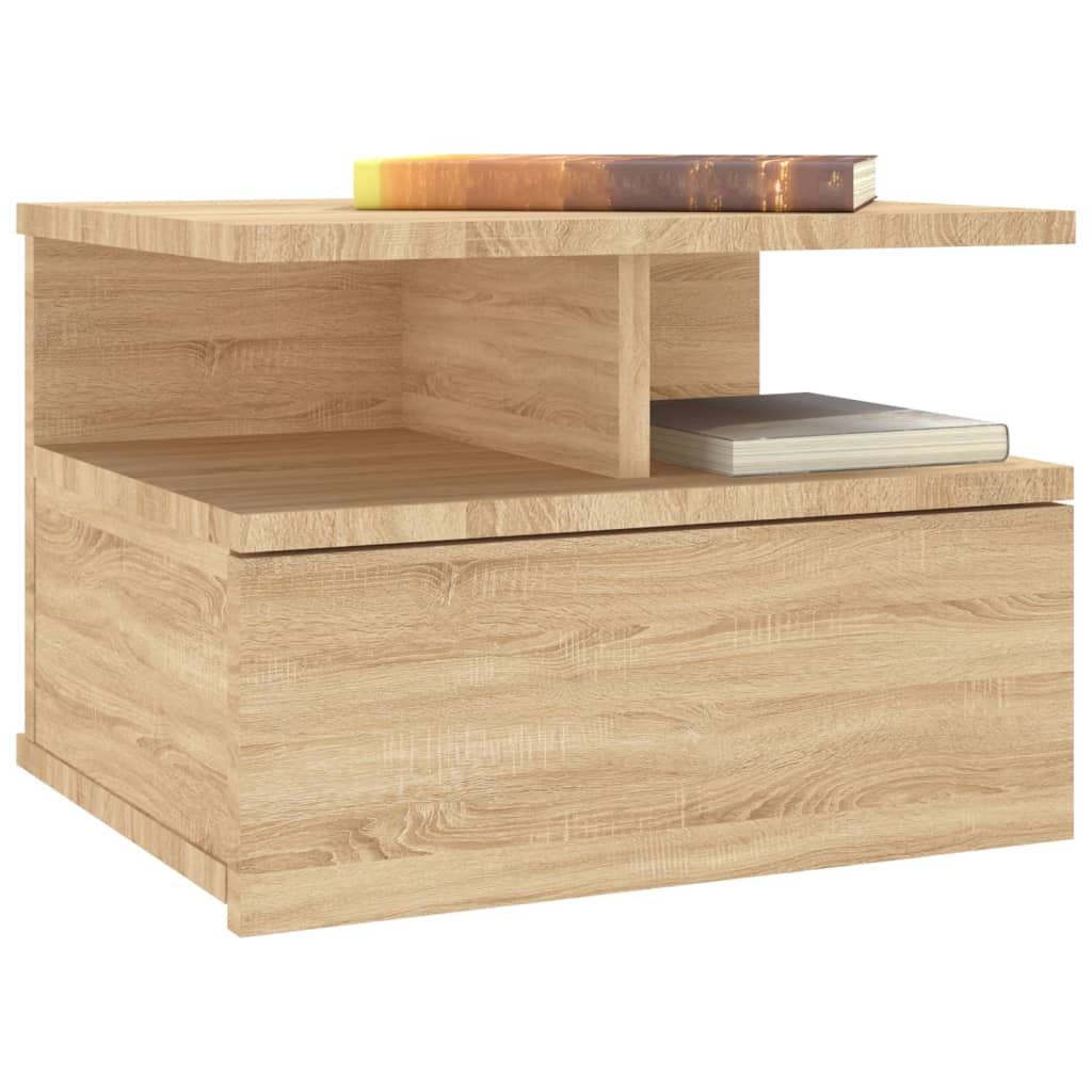 vidaXL Nachtkastje zwevend 40x31x27cm bewerkt hout sonoma eikenkleurig