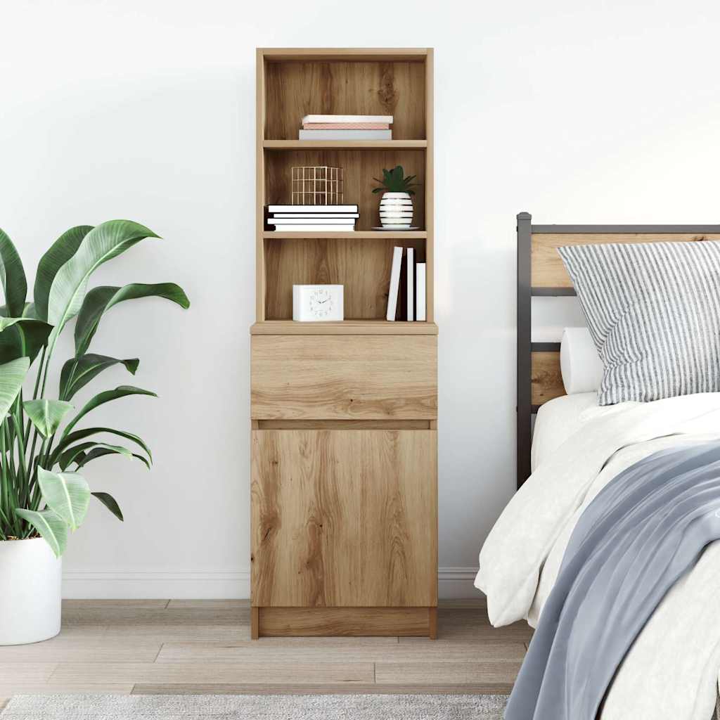 vidaXL Nachtkastje 39x35x125 cm bewerkt hout artisanaal eikenkleur
