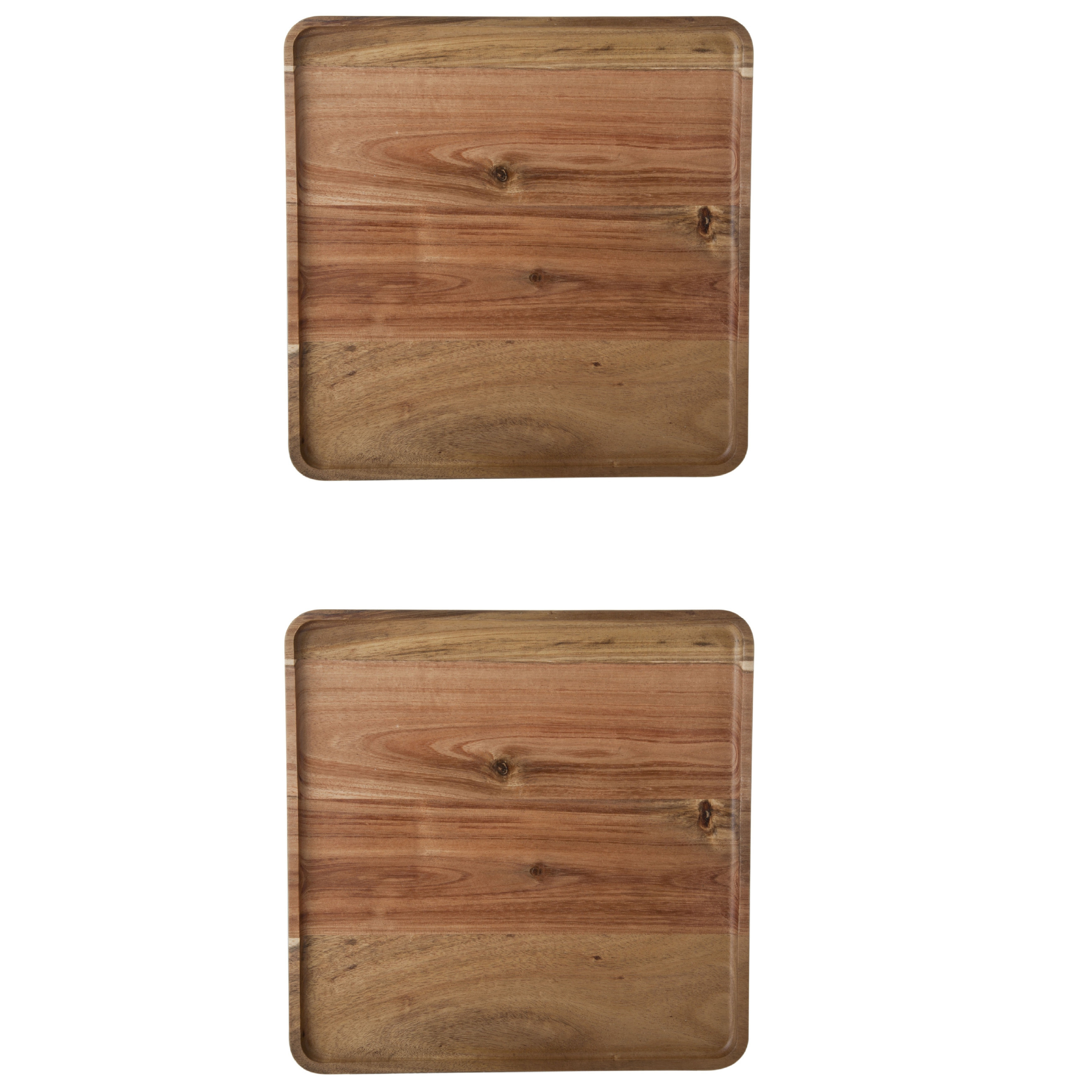 Cosy & Trendy 2x Stuks houten dienblad met opstaande rand 26 x 26 cm vierkant -