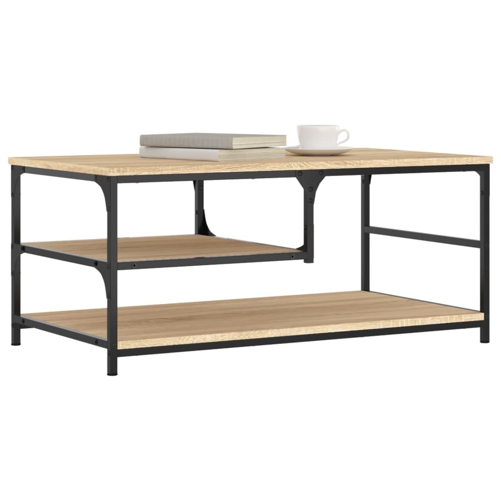 vidaXL Salontafel 90x49x40 cm bewerkt hout sonoma eikenkleurig