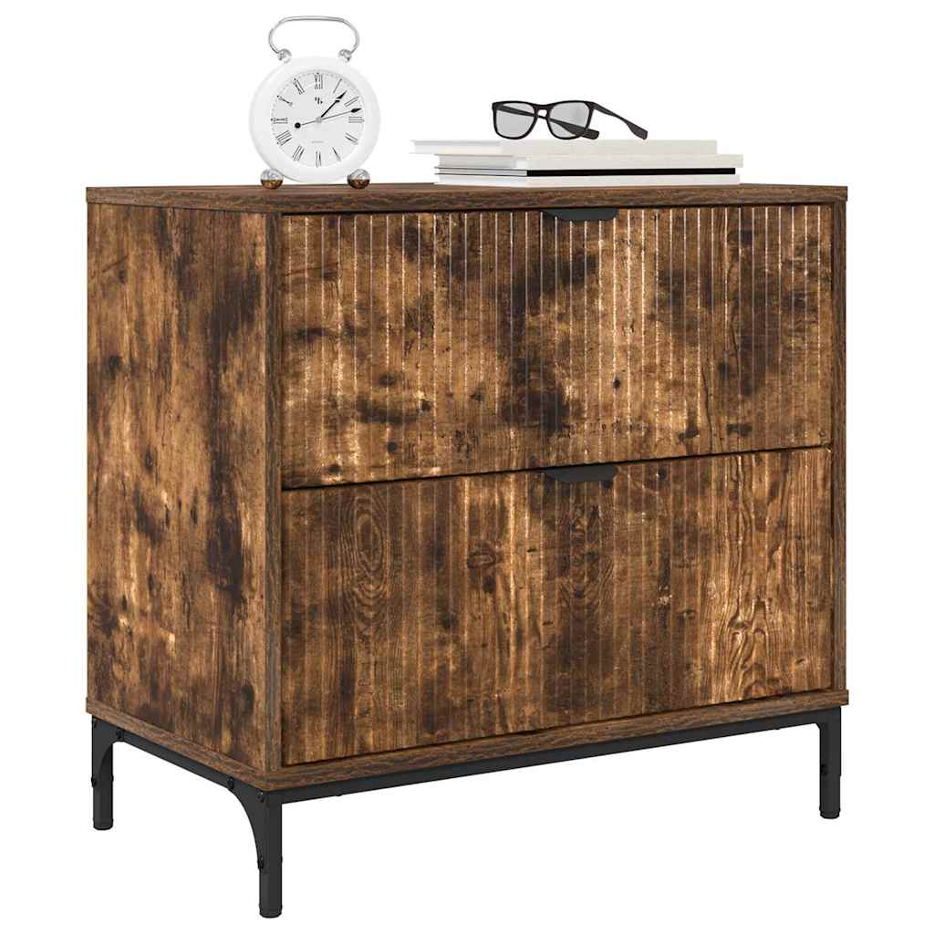 vidaXL Nachtkastje Gerookt eiken 63.5 x 36 x 61 cm Bewerkt hout