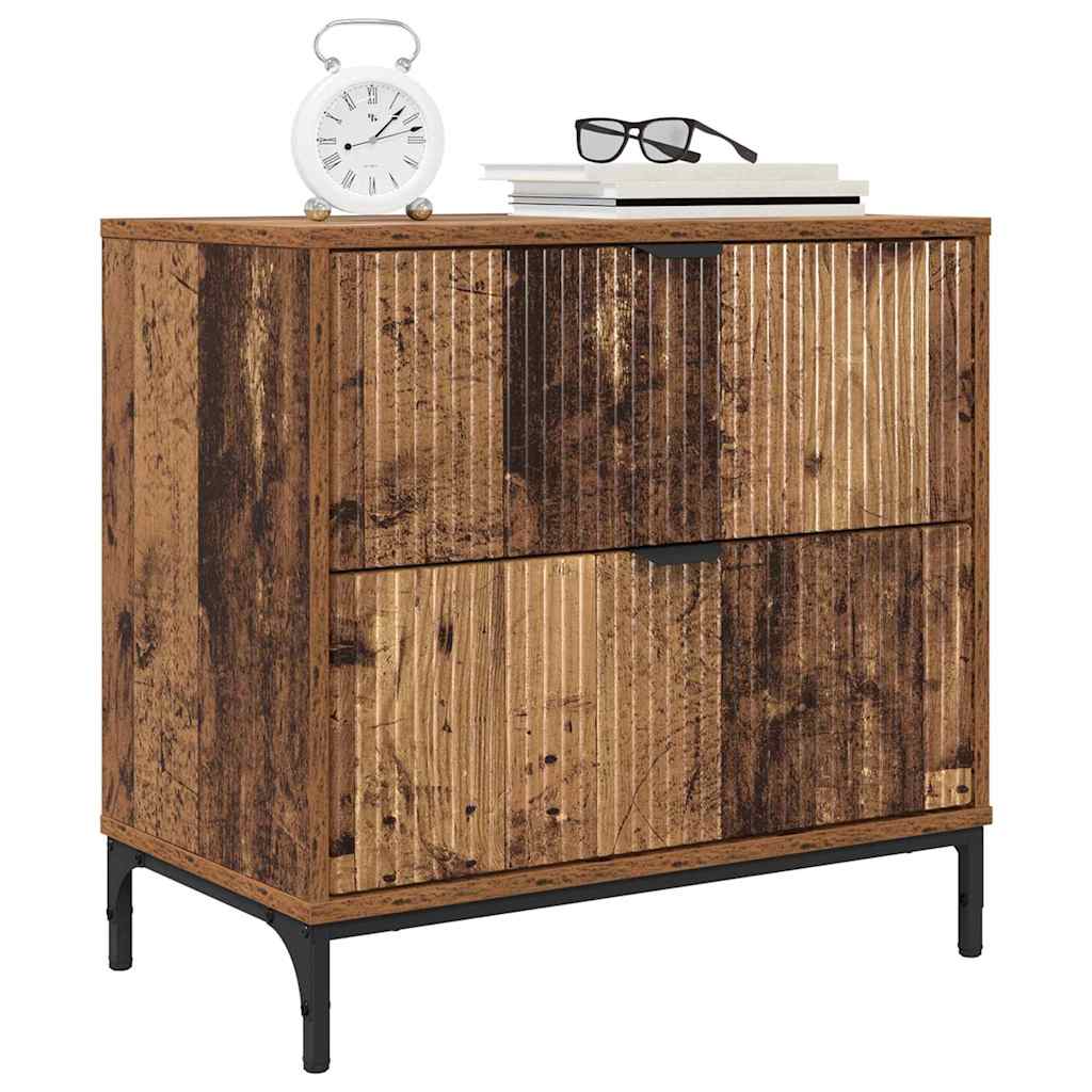 vidaXL Nachtkastje met lade Oud hout 63.5 x 36 x 61 cm Bewerkt hout
