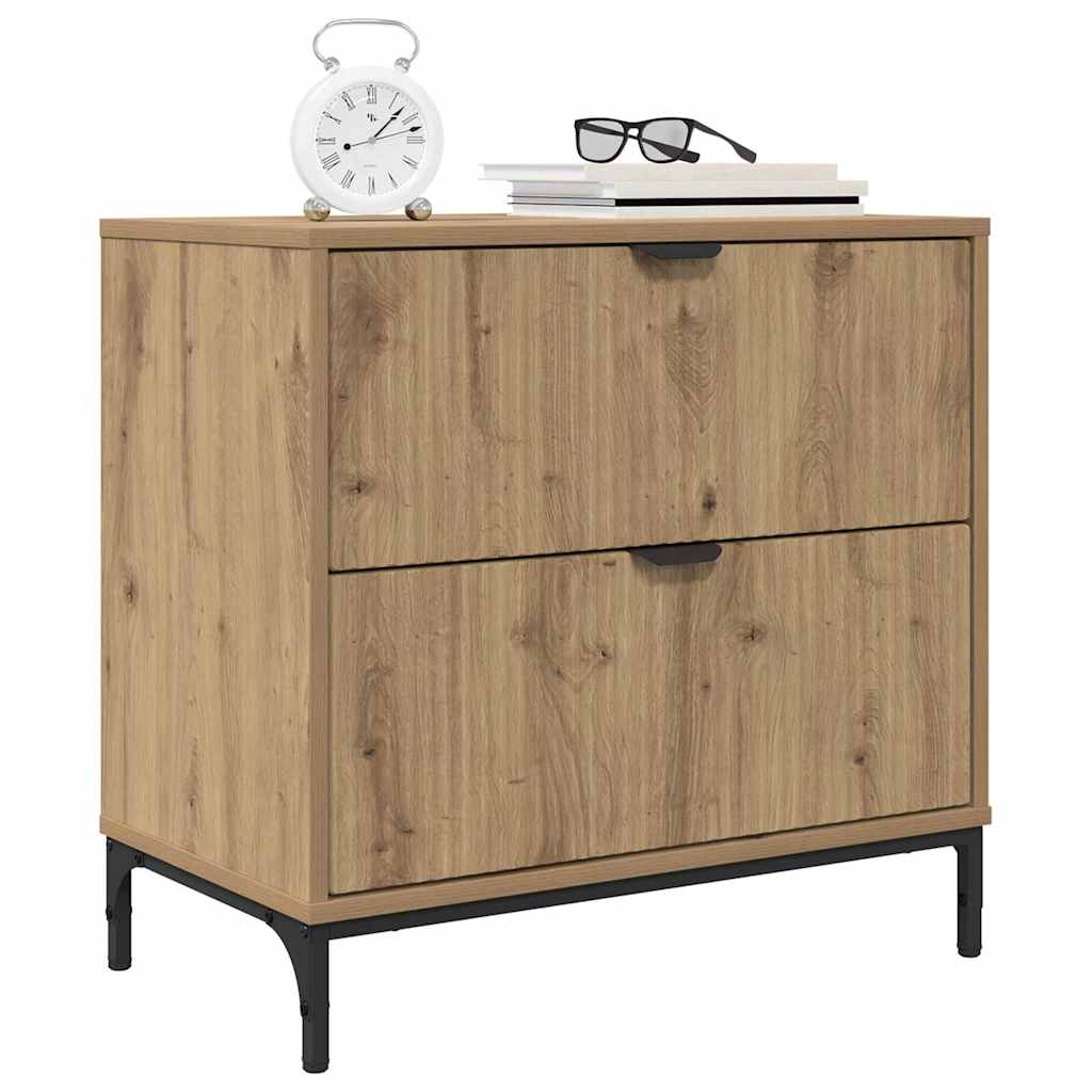 vidaXL Nachtkastje met lade artisanaal eikenkleurig 63.5 x 36 x 61 cm