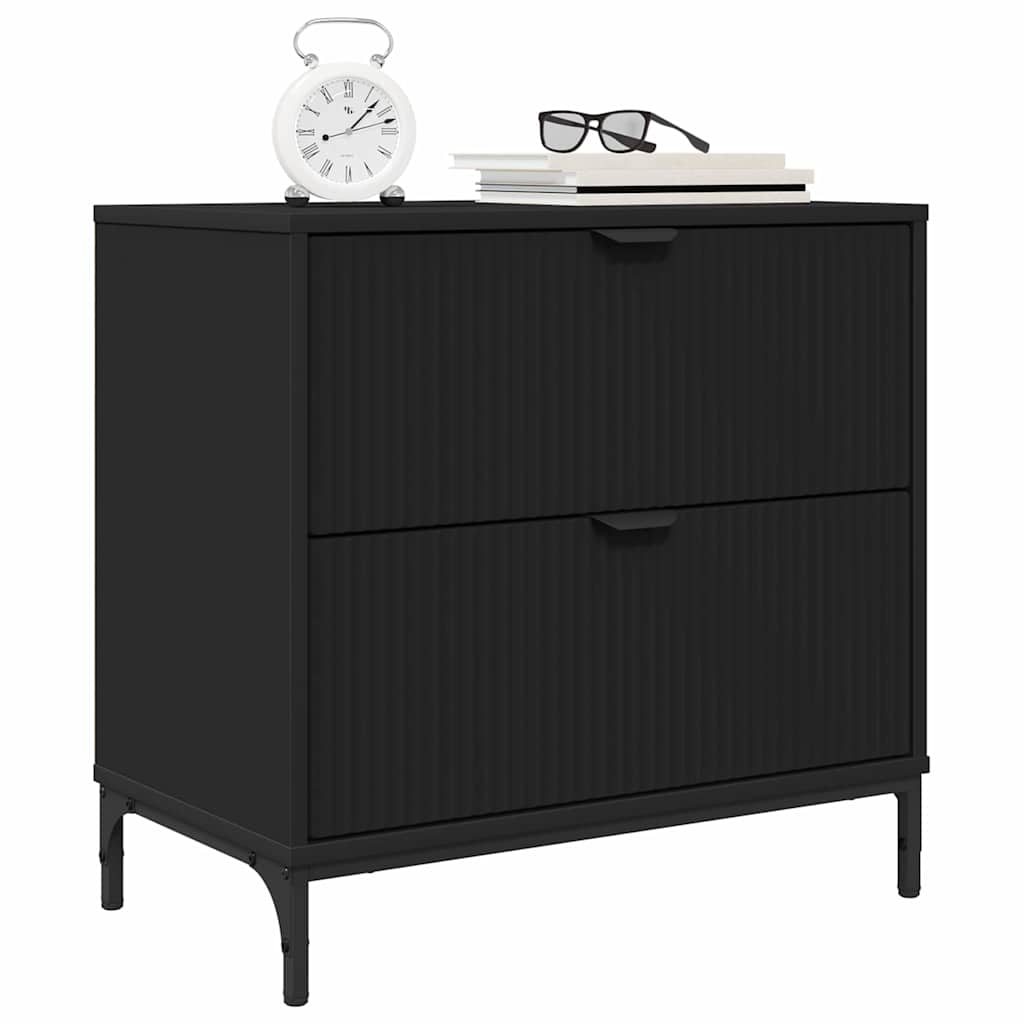 vidaXL Nachtkastje met lade Zwart 63.5 x 36 x 61 cm Bewerkt hout
