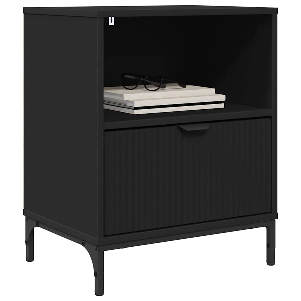 vidaXL Nachtkastjes met lade 2 pcs Zwart 49 x 36 x 61 cm Bewerkt hout