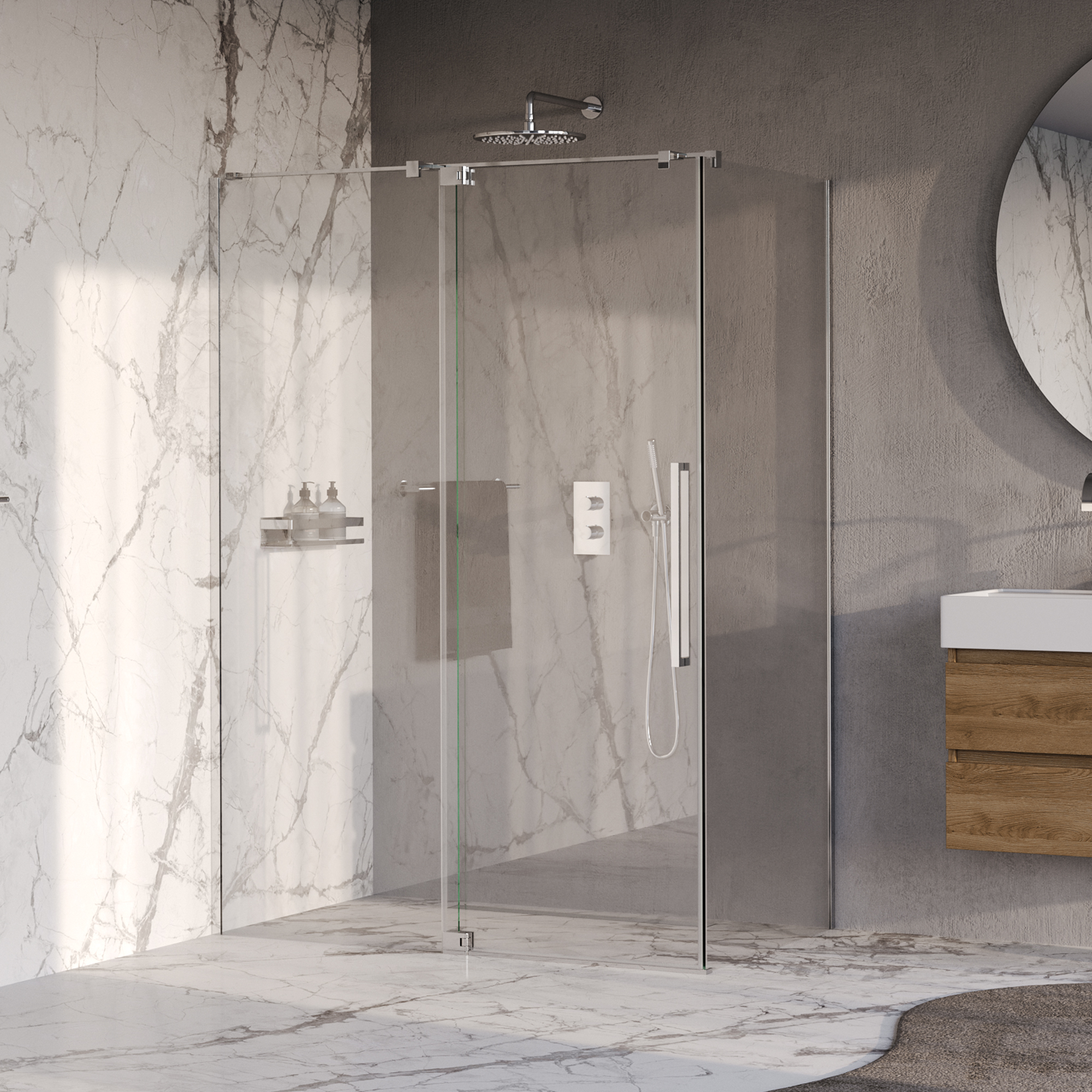 Brauer Stellar douchecabine met draaideur helder glas 140x80x200 omkeerbaar incl. glascoating chroom