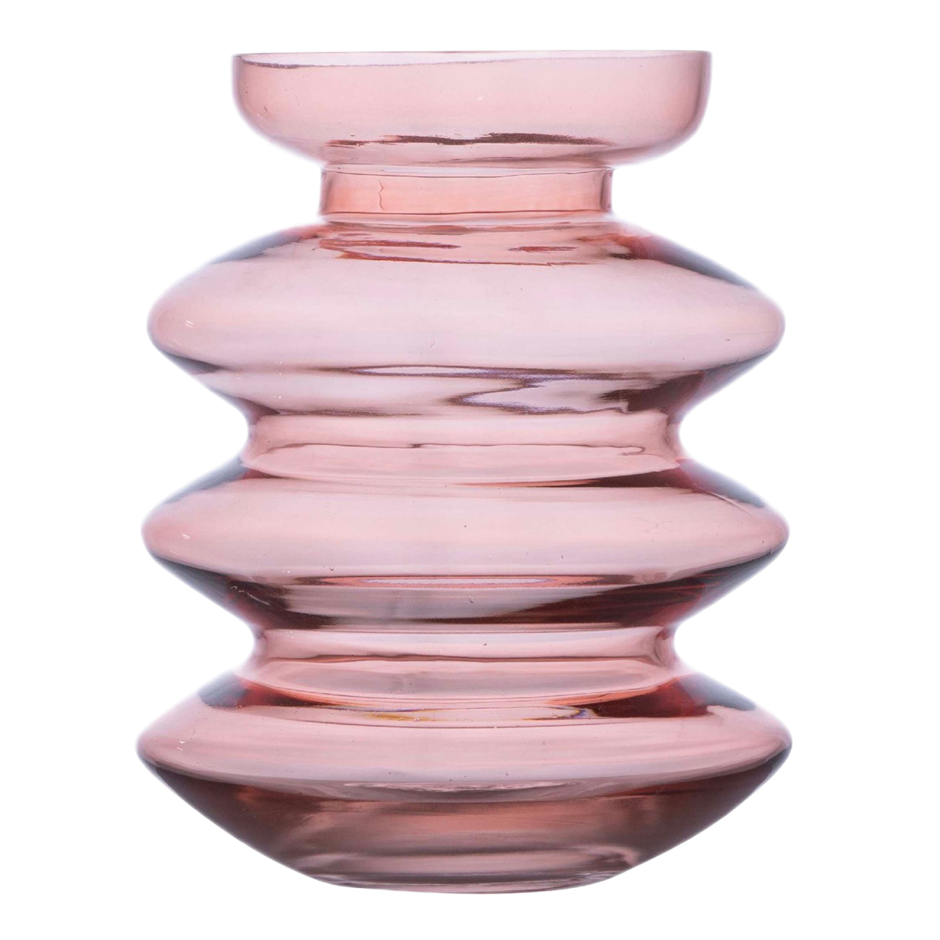 Hakbijl Glass Bloemenvaas Aline - roze transparant - glas - D16 x H25 - decoratie -