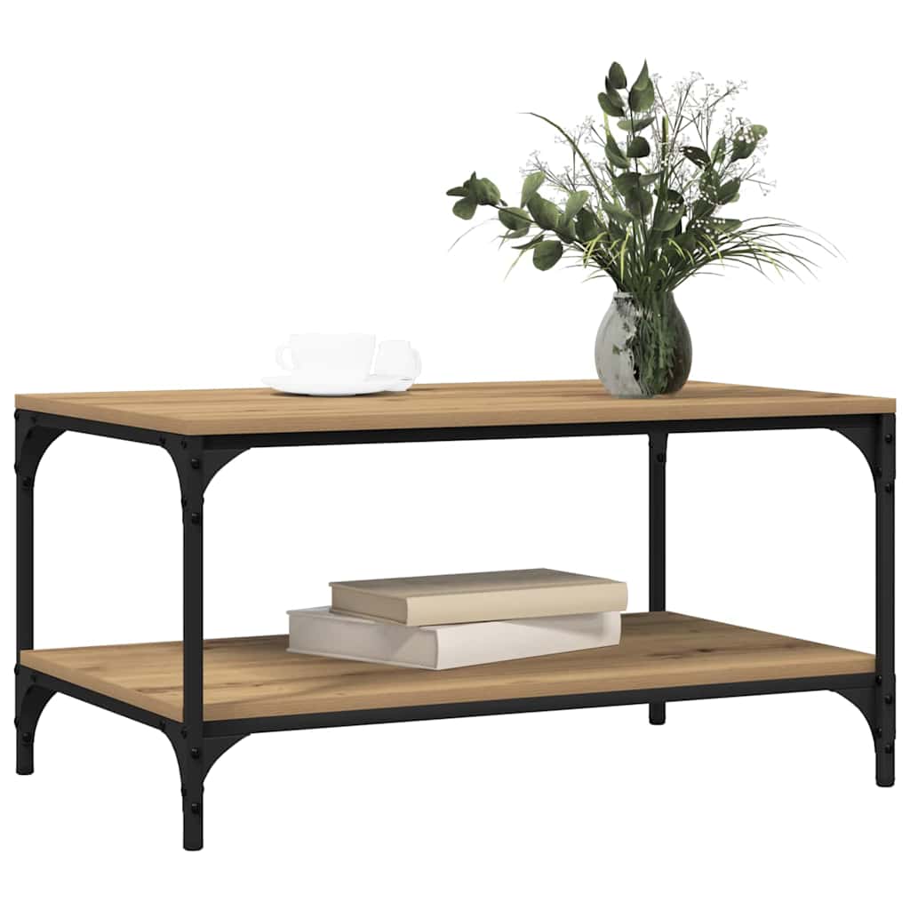 vidaXL Salontafel artisanaal eikenkleurig 80 x 50 x 40 cm Bewerkt hout