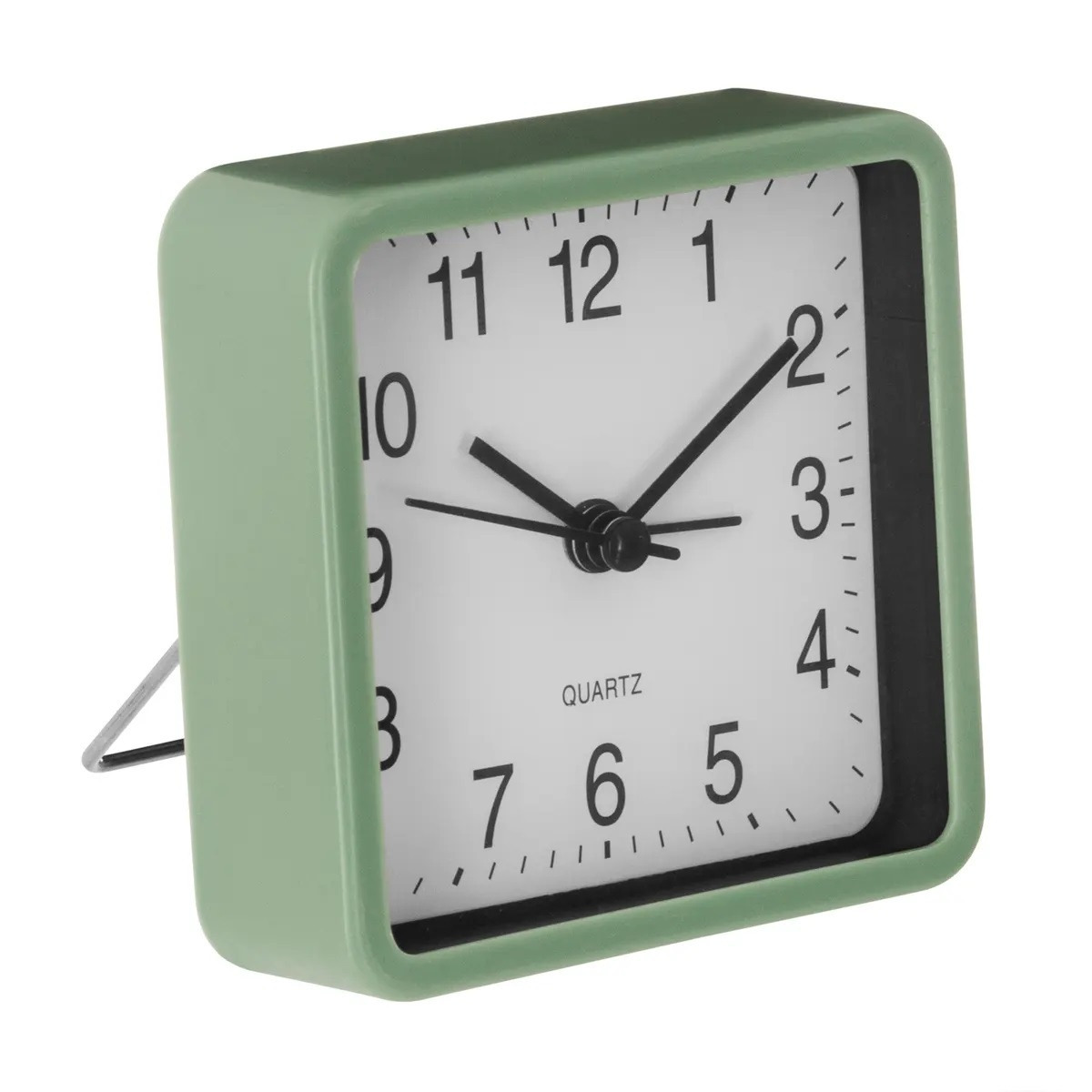 Atmosphera Wekker/alarmklok Dawn - mintgroen - kunststof - 8 x 8 cm - met standaard -