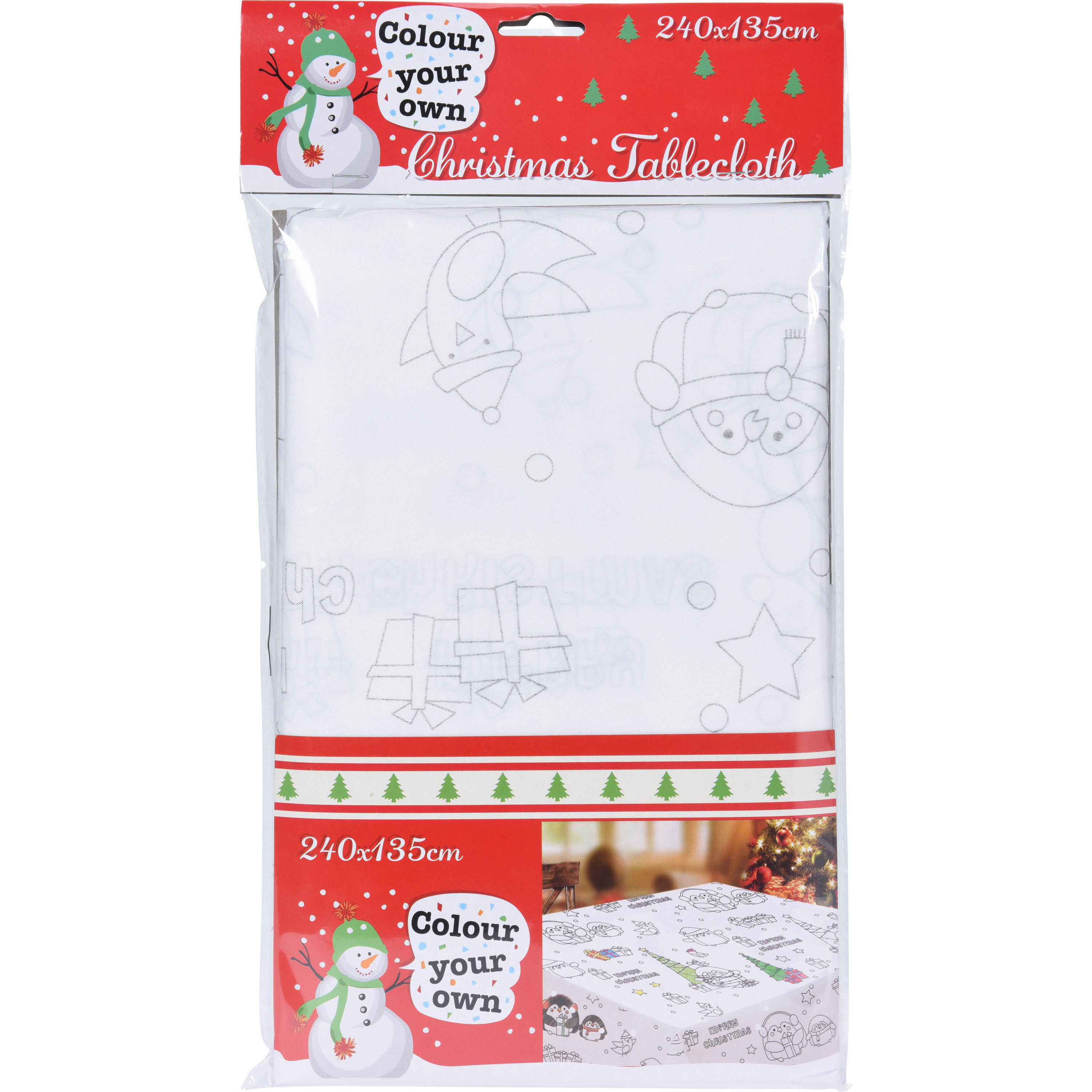 Christmas Decoration Kerst tafelkleed - inkleurbaar - 240 x 135 cm - tafellaken - inkleuren - kinderen -