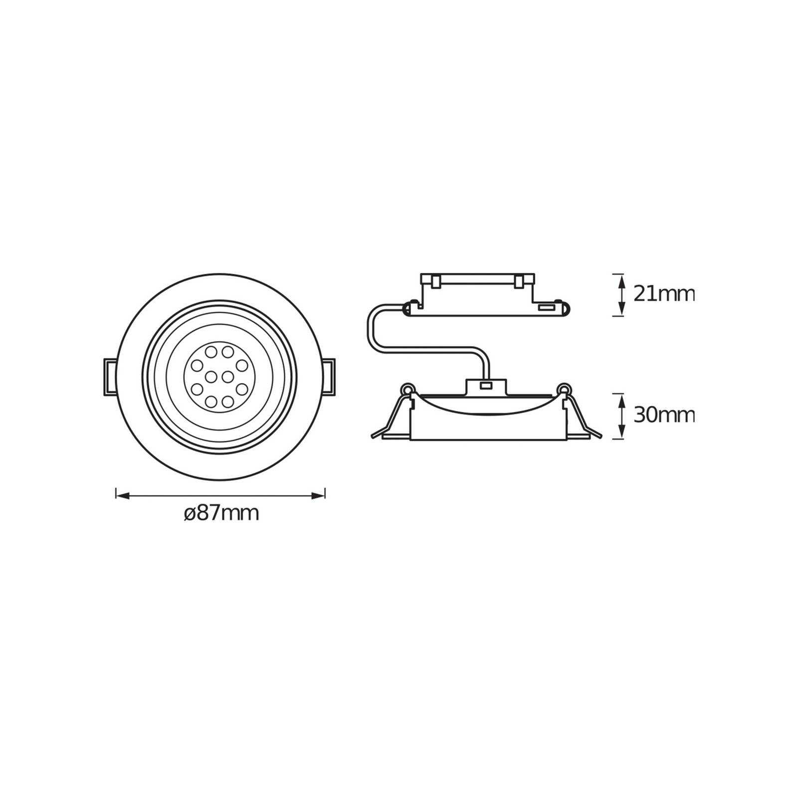 Osram LED inbouwspot, set van 3, nikkel, Ø 9 cm, metaal 827 dimbaar