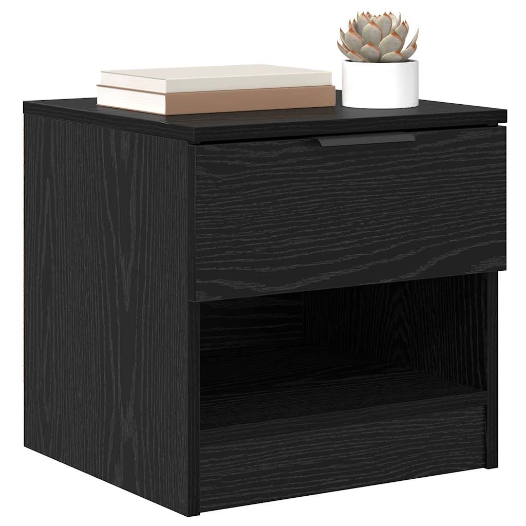 vidaXL Bedkast met lade 2 pcs Zwart eiken 40 x 39 x 40 cm Bewerkt hout