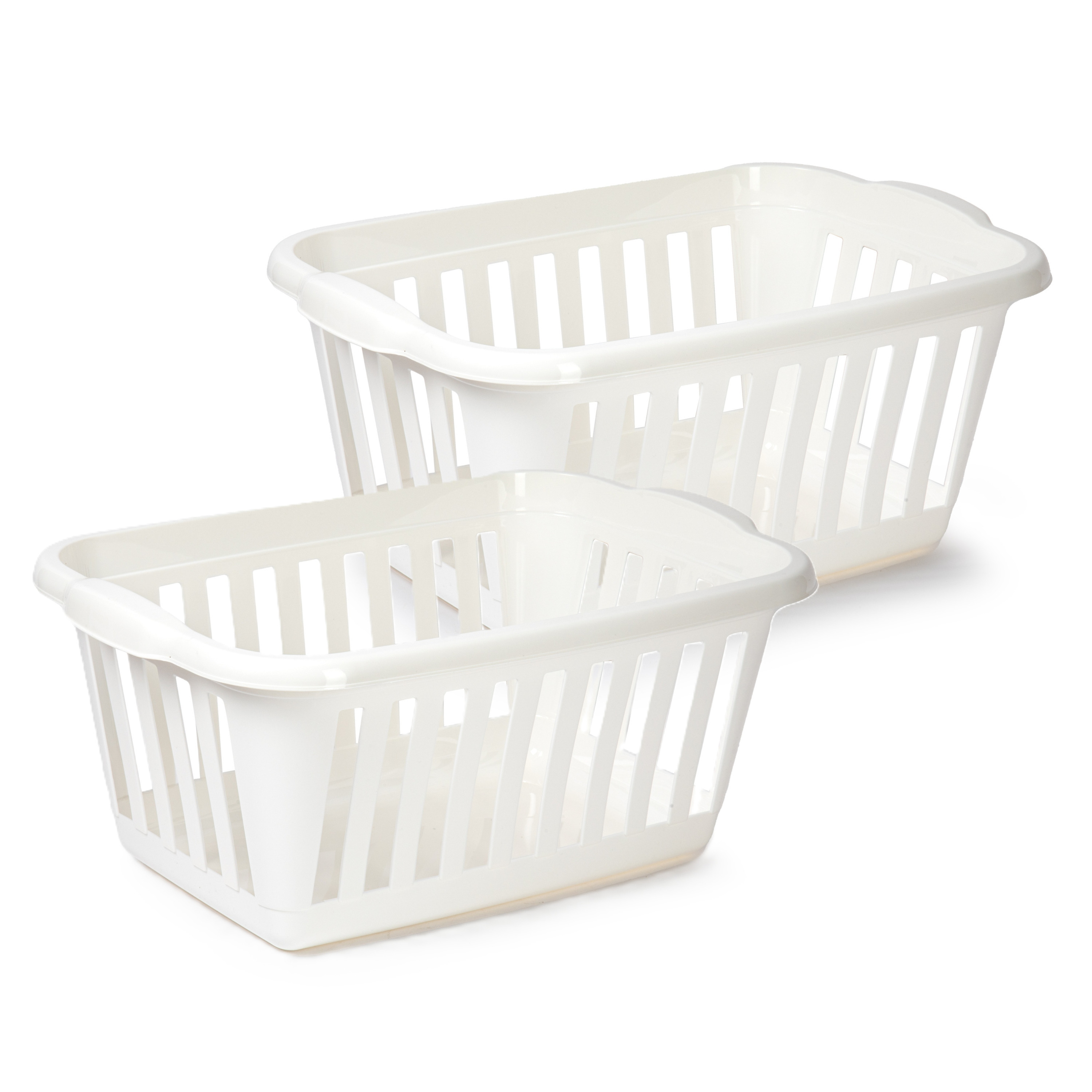 PlasticForte Wasmand - 2x - wit - kunststof - liter - 60 x x 26 cm - manden voor wasgoed - huishouden -