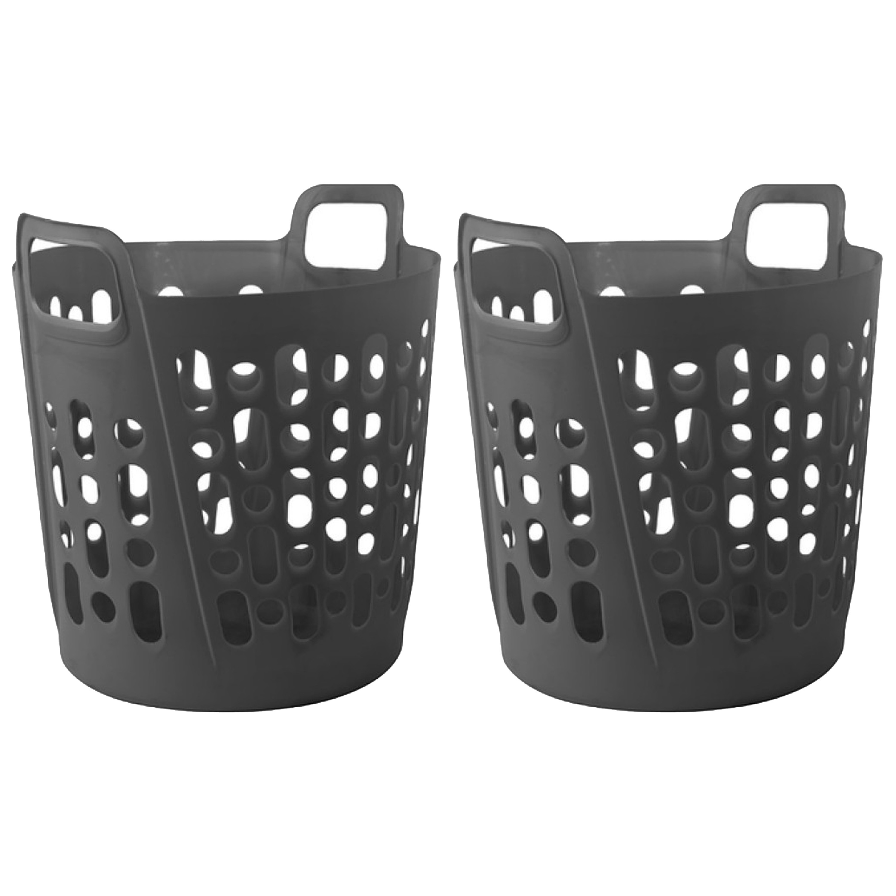 Merkloos Flexibele wasmand - 2x - grijs - 45 liter - kunststof - x x cm -