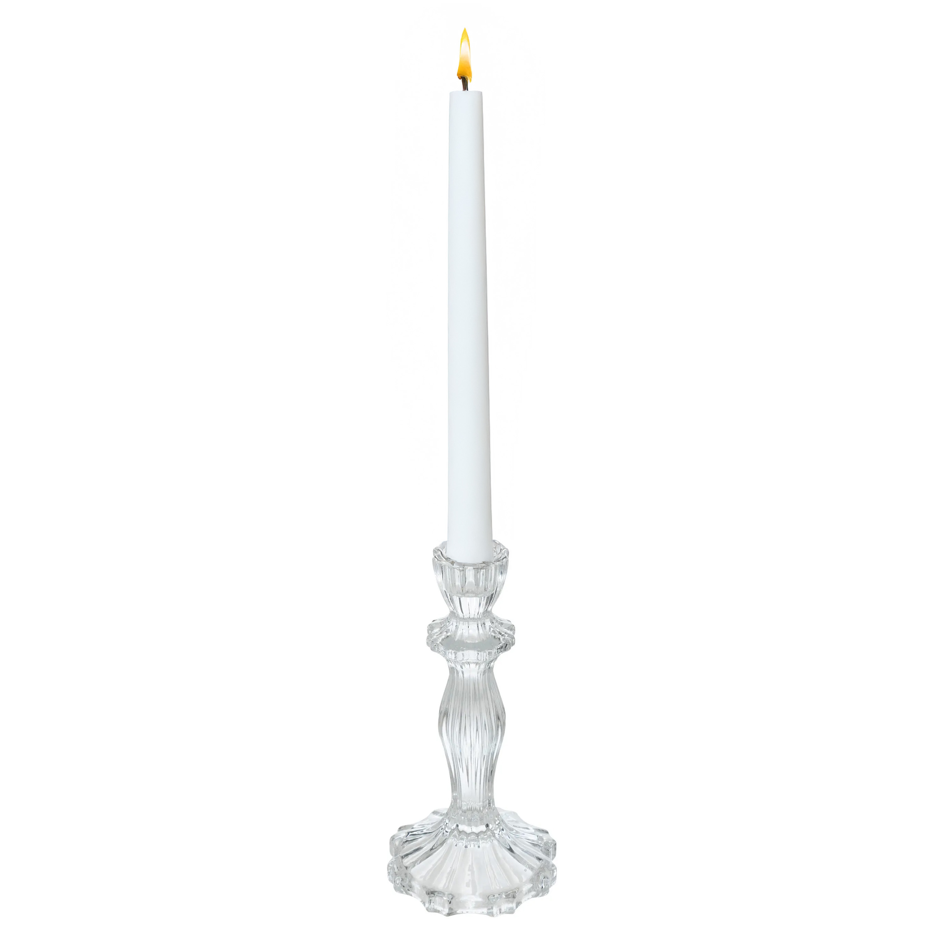 Merkloos Decoration kaarsen kandelaar Decoglass - voor dinerkaarsen - glas - transparant - 10 x 20 cm -