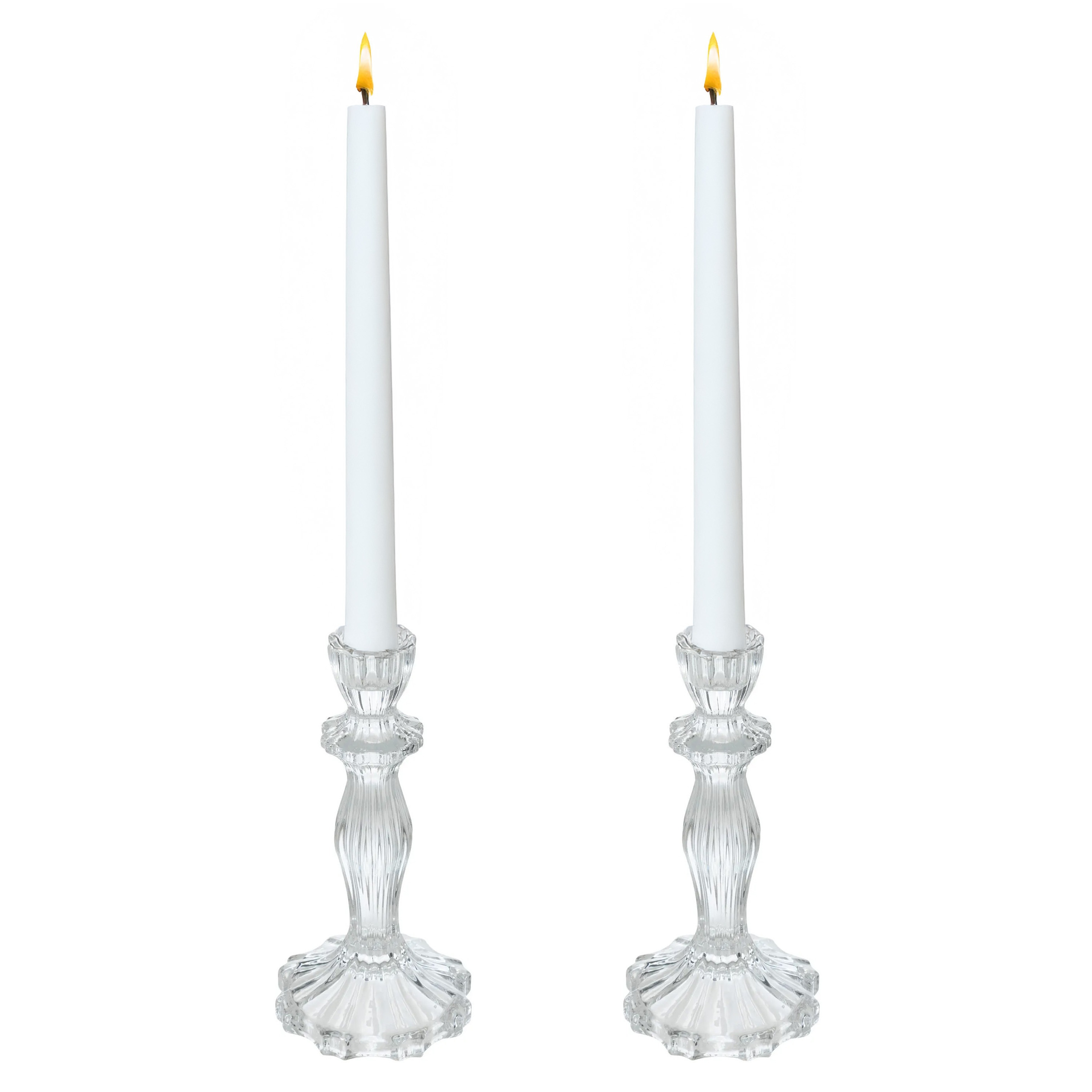 Atmosphera Decoration kaarsen kandelaar Decoglass - 2x - voor dinerkaarsen - glas - transparant - 10 x 20 cm -
