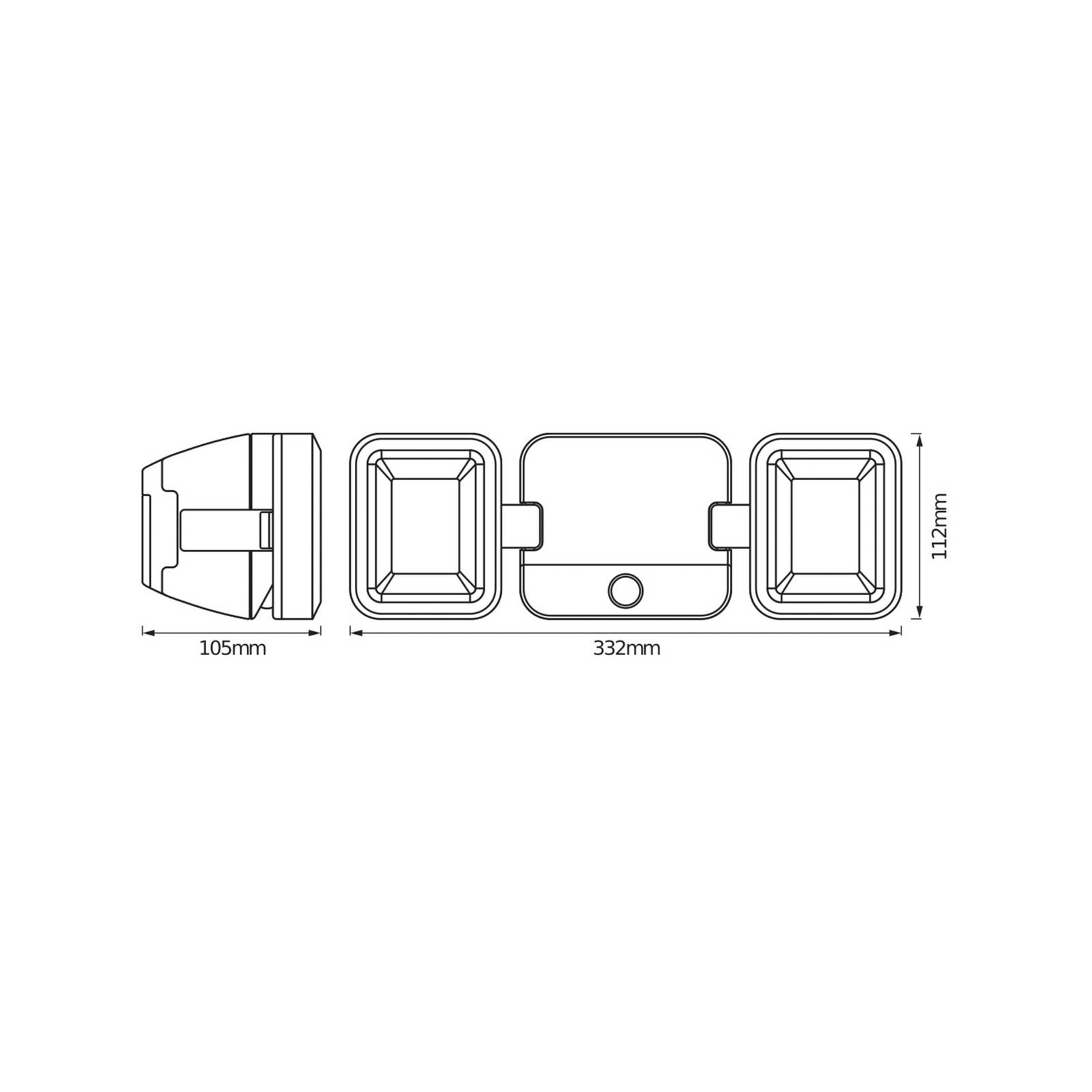 Osram LED-buitenwandspot DOUBLE, zwart 2-lamps, batterij