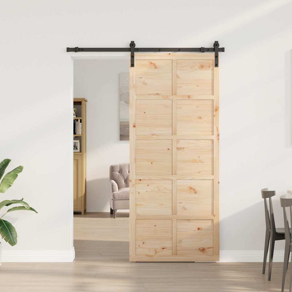 vidaXL Schuifdeur Bruin 80 x 208 cm Massief grenenhout