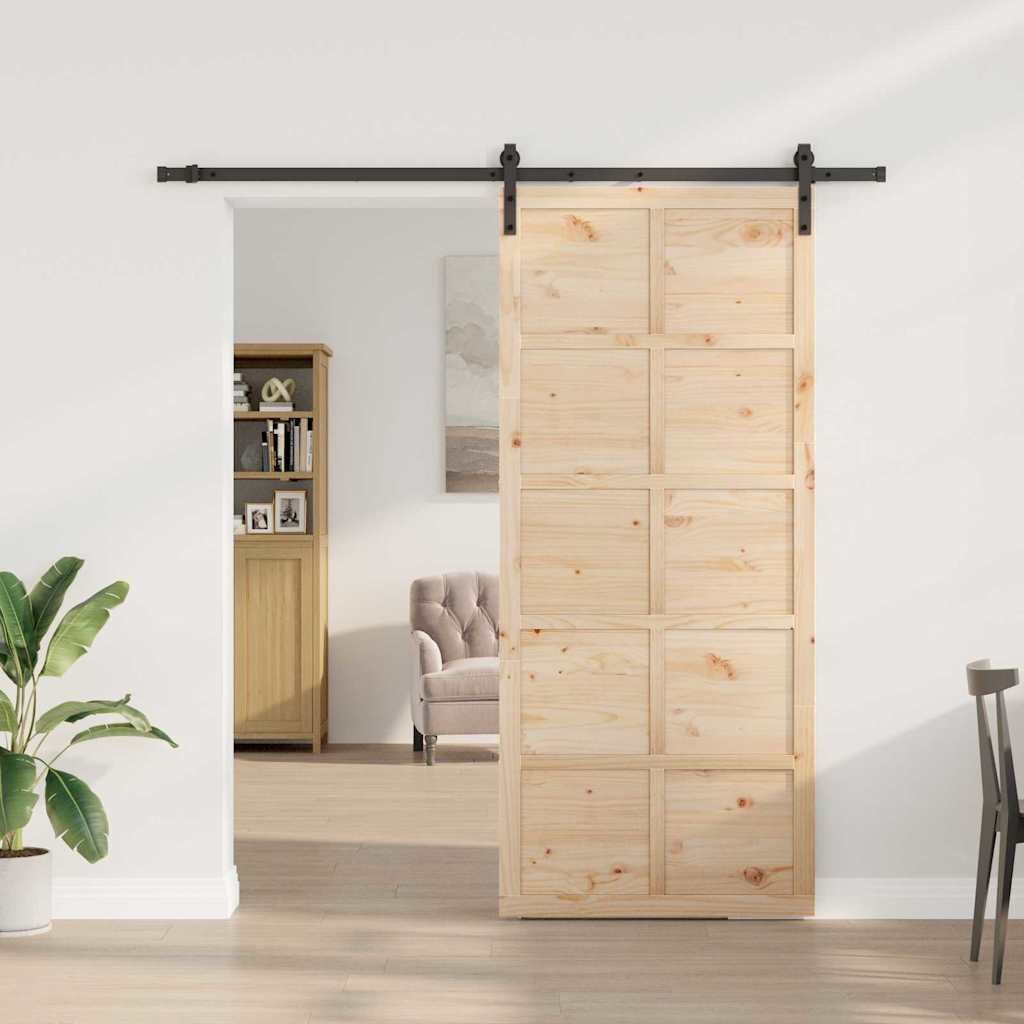 vidaXL Schuifdeur Bruin 100 x 208 cm Massief grenenhout