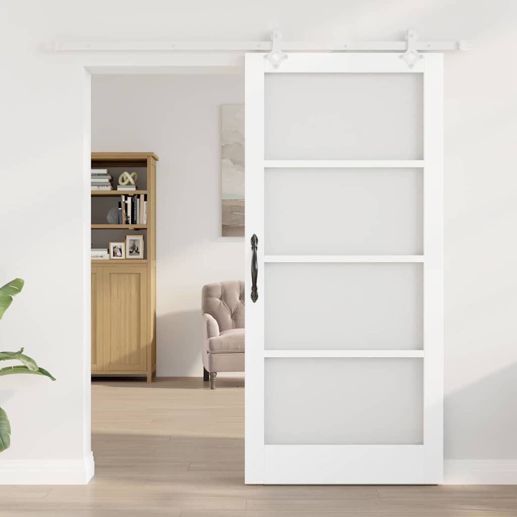 vidaXL Schuifdeur Wit 93 x 202 cm Hout en metaal