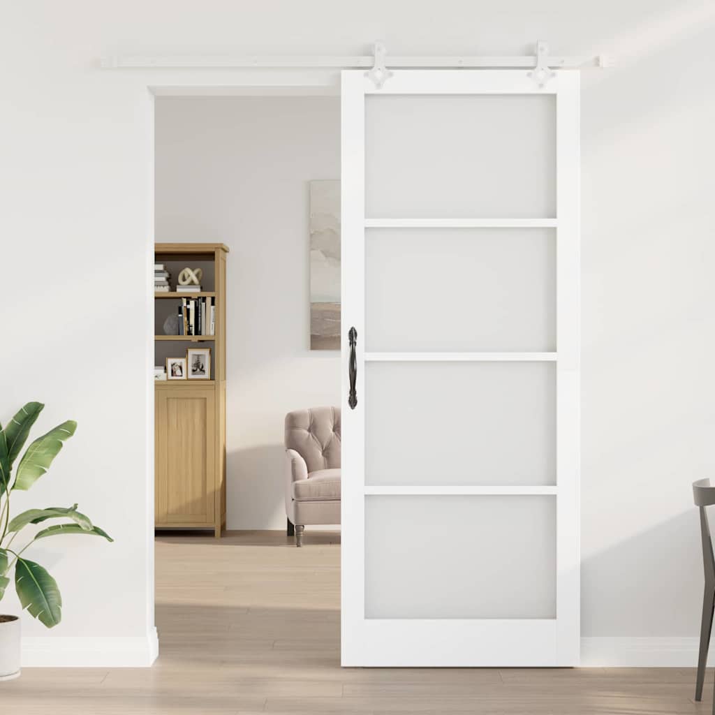 vidaXL Schuifdeur Wit 93 x 232 cm Staal en hout