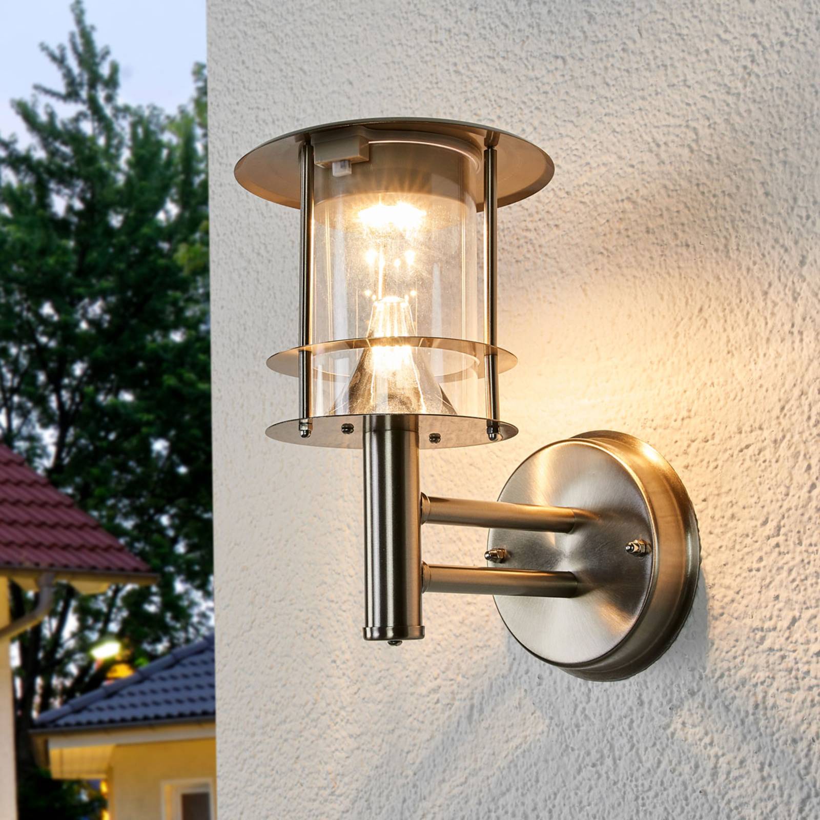 LINDBY Roestvrijstalen buitenwandlamp Sumaya, LED
