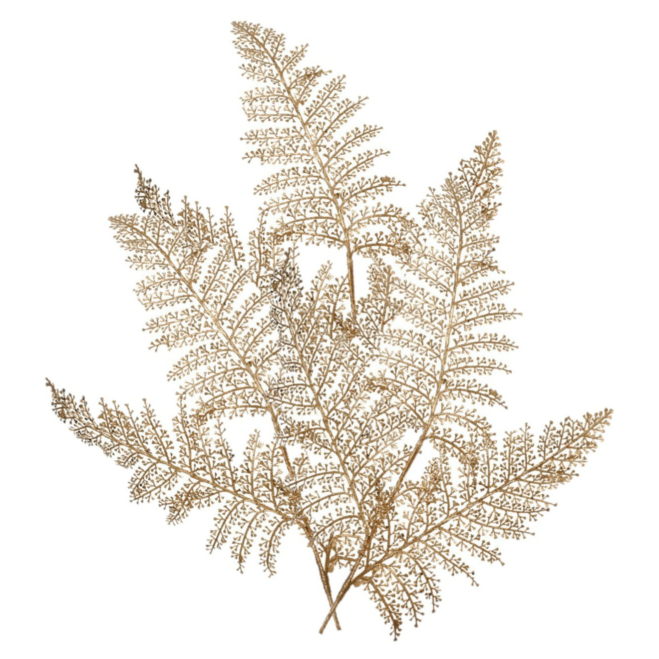 Decoris Kunstplant tak varen - 3x - goud - 80 x 30 cm - kunststof - metallic glans - decoratie -
