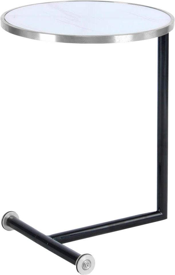 Kayoom Bijzettafel Servant 210, bijzettafel voor de bank, glamoureus, edel ontwerp Gemakkelijk te verplaatsen dankzij de wielen, rond tafelblad, C-vormig (1 stuk)
