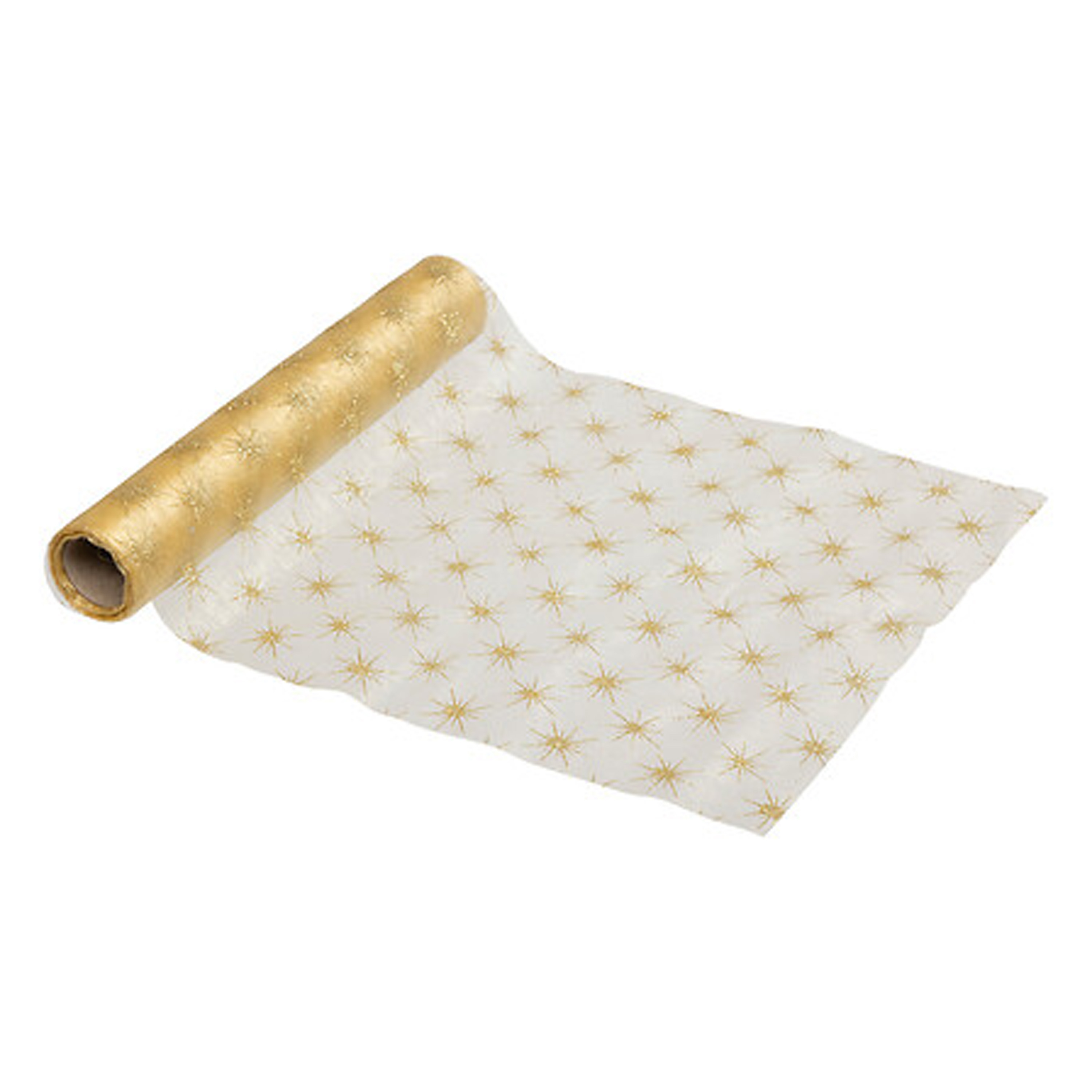 Feeric lights & Christmas Decoratie stof/tafelloper - goud - 500 x 28 cm - polyester - tafelversiering - kerstdiner -