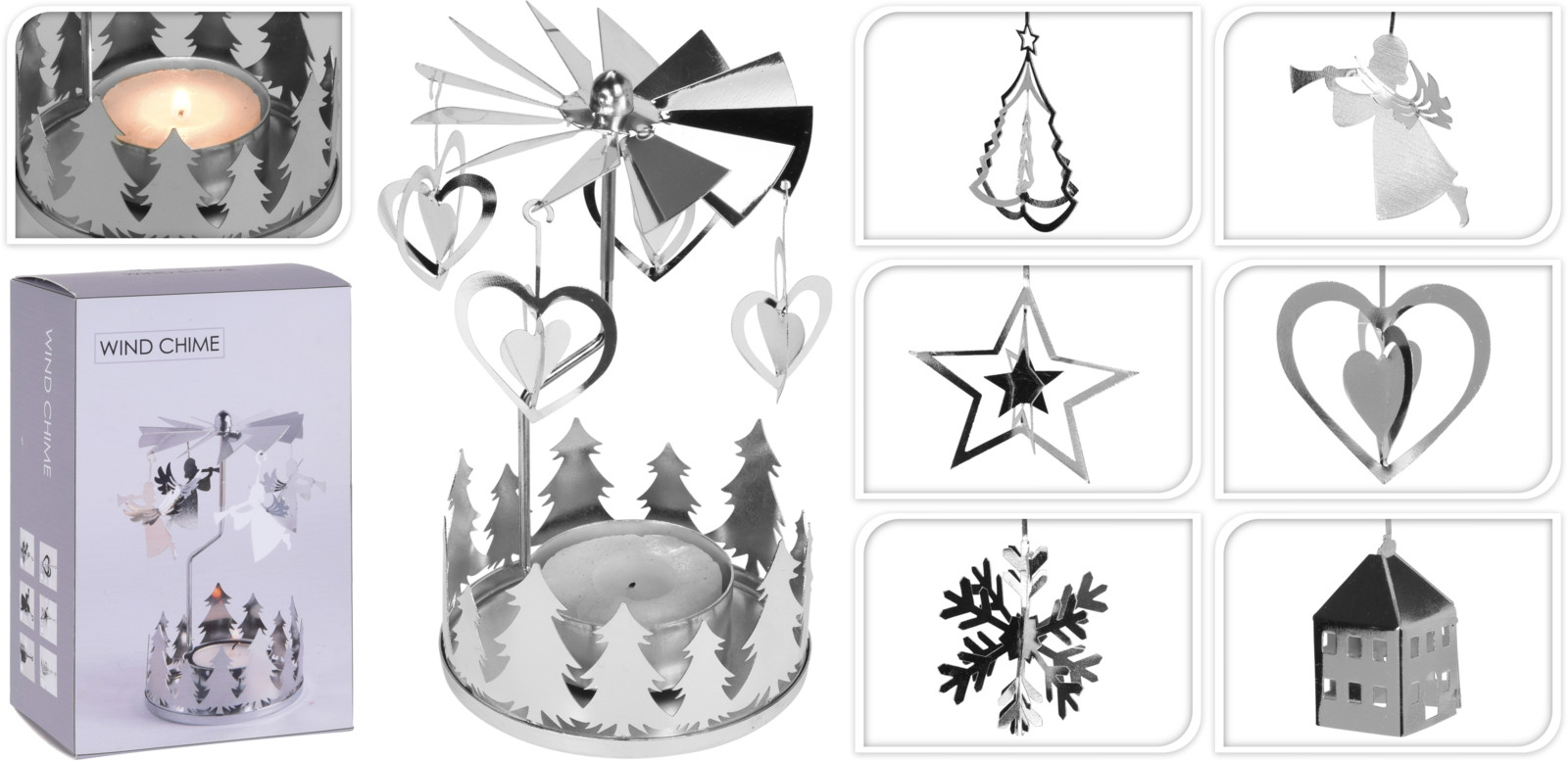 Home & Styling Theelichthouder carrousel zilver