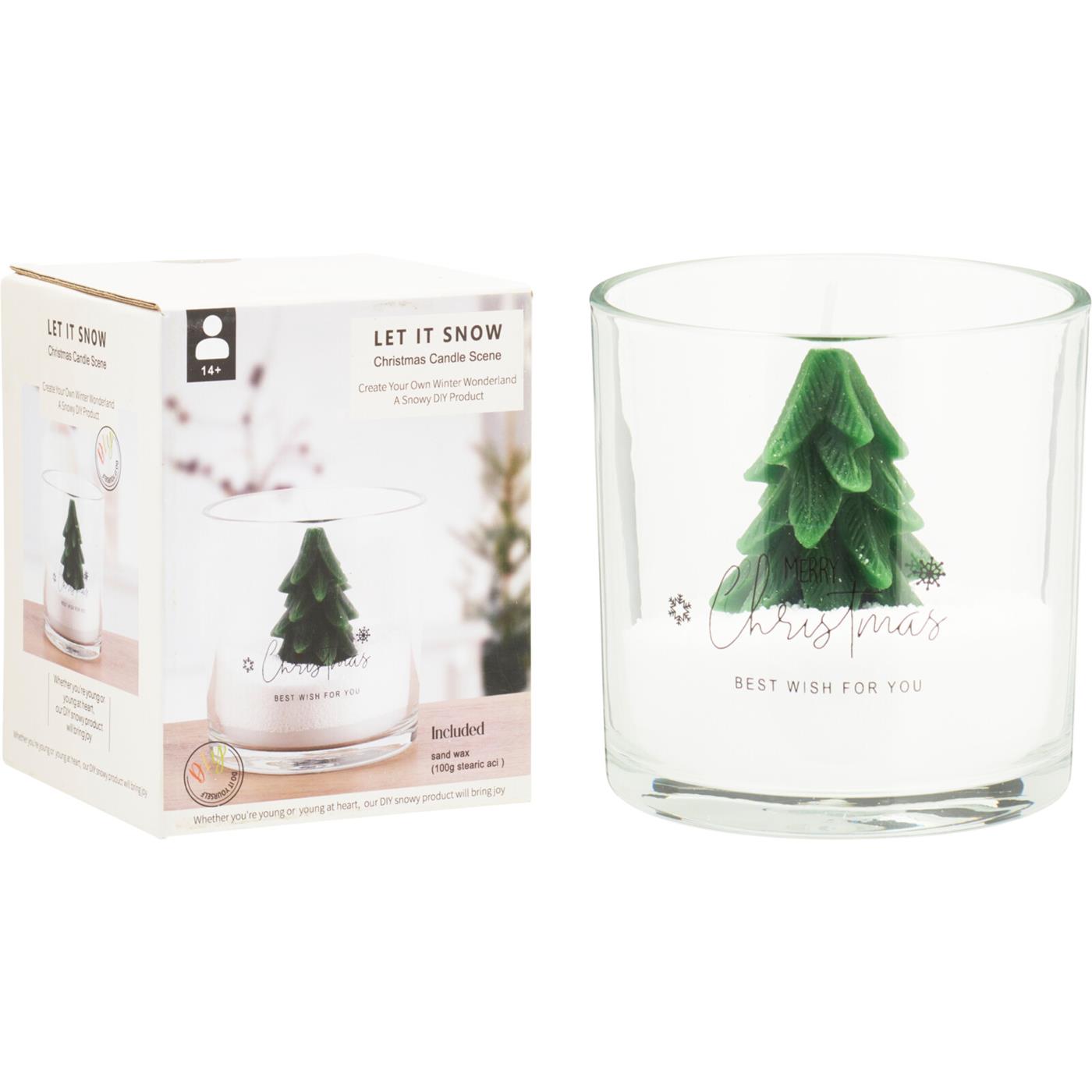 Home & Styling Kaars everlands kunstkerstboom in glas 10x10cm