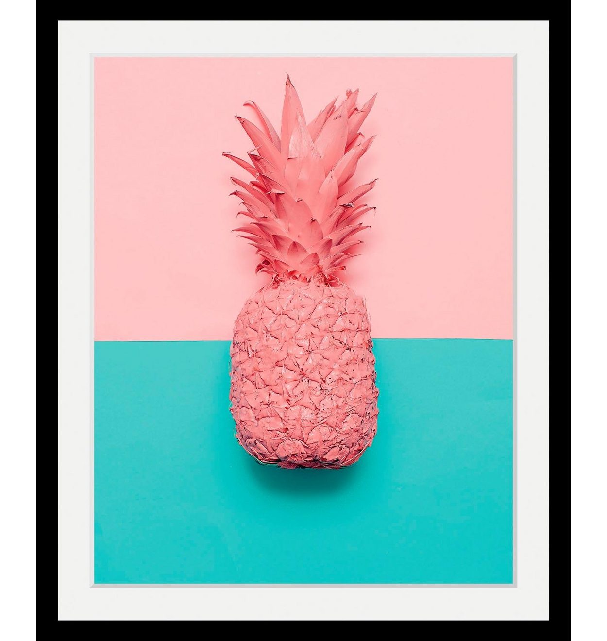 Queence Wanddecoratie Ananas HD premium posterdruk incl. houten lijst