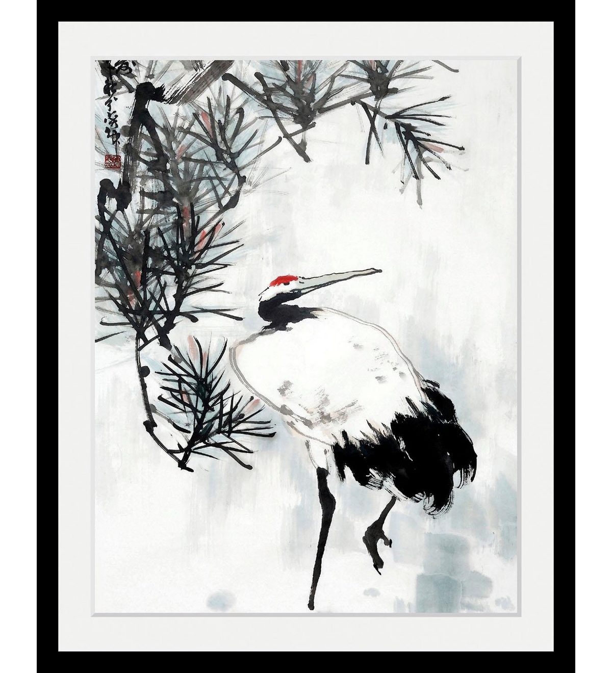 Queence Wanddecoratie Kraanvogel HD premium posterdruk incl. houten lijst