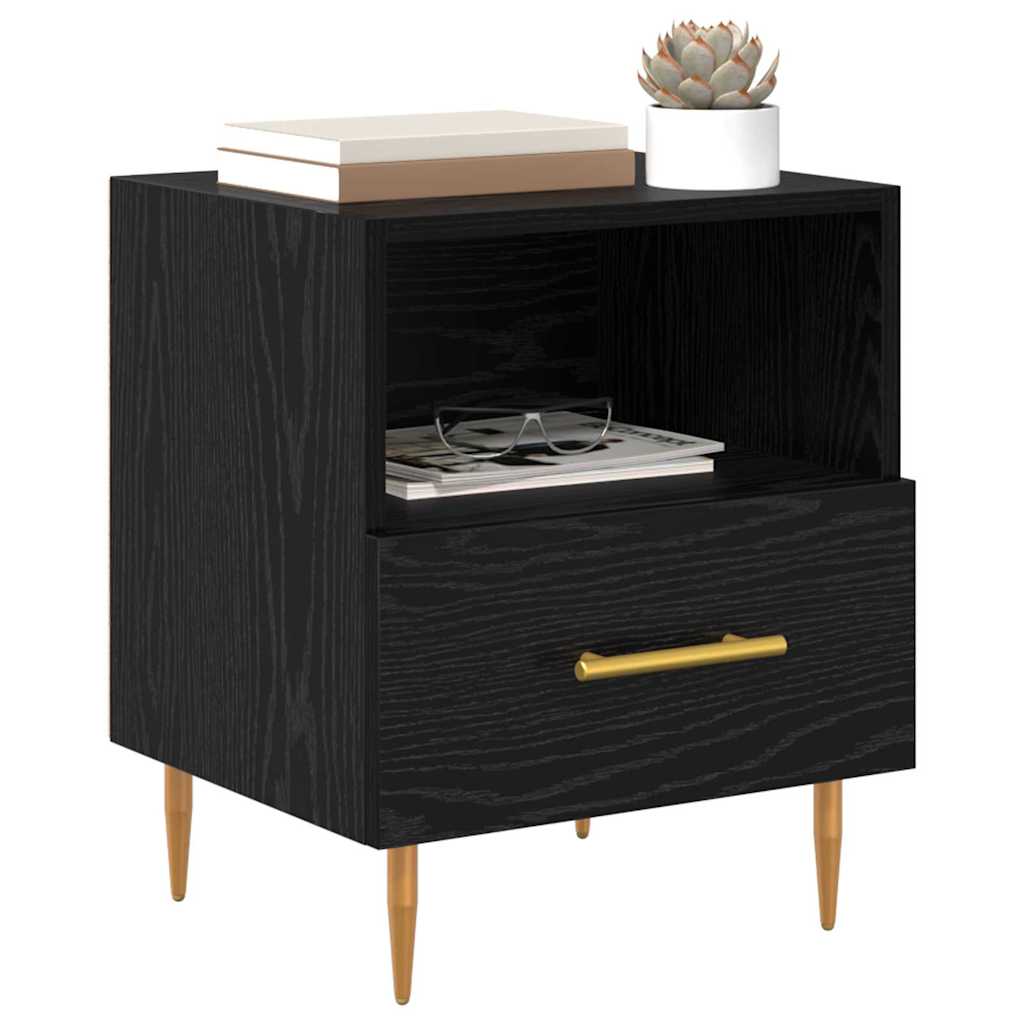 vidaXL Nachtkastje met lade Zwart 40 x 35 x 47,5 cm Bewerkt hout