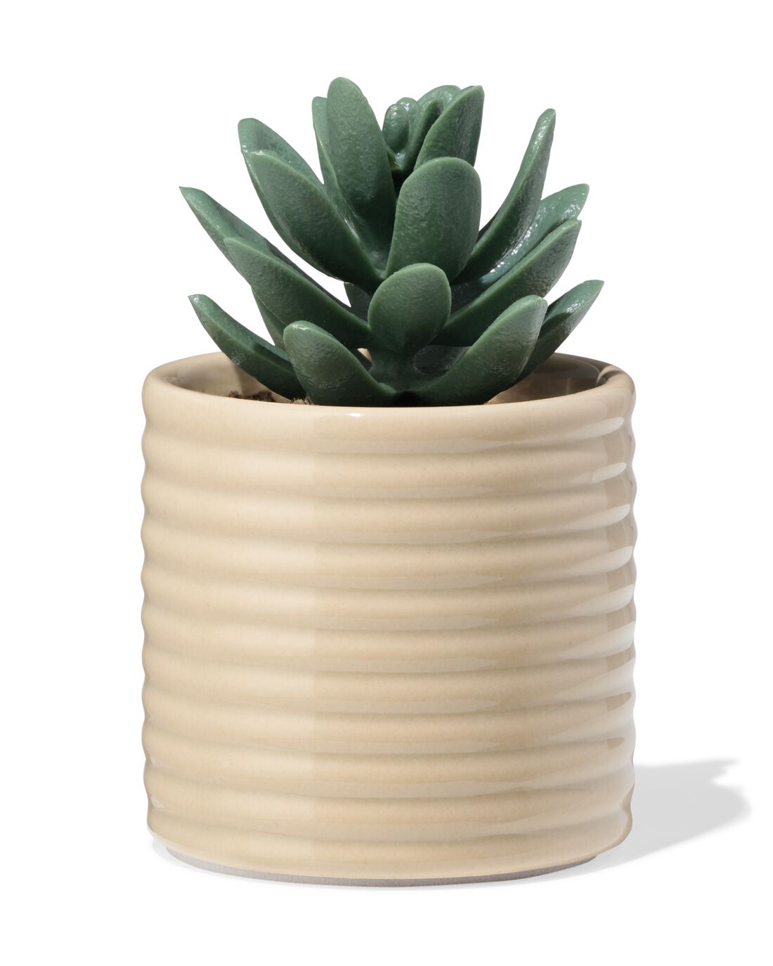 051 Bloempot ⌀7x6.6cm Keramiek Ribbels Beige
