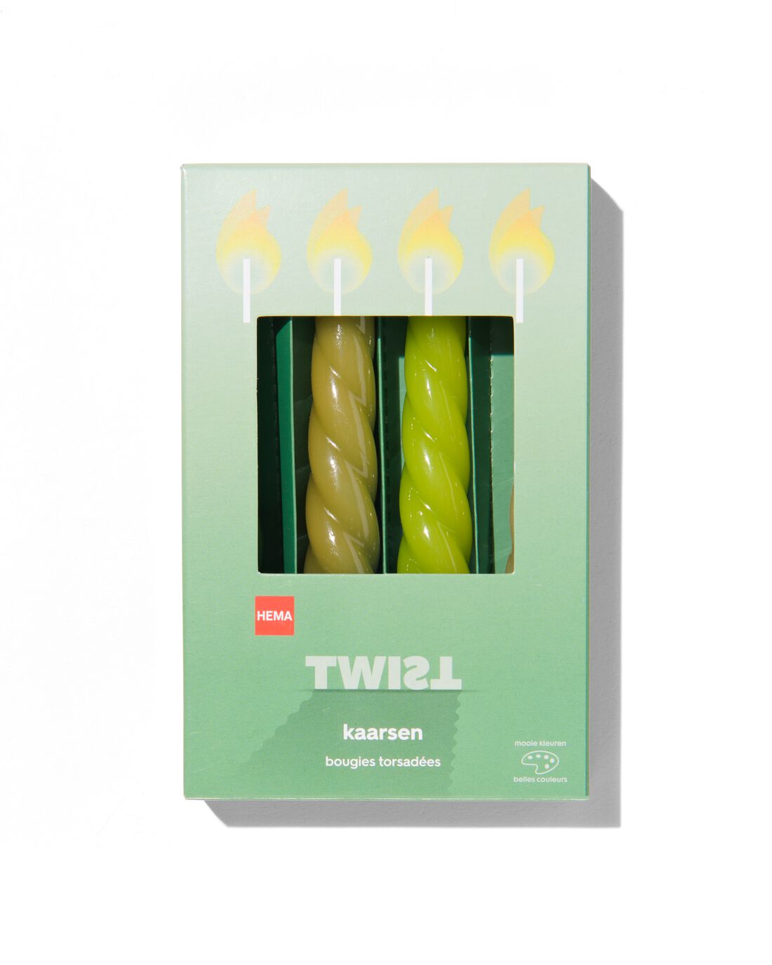 HEMA Twistkaarsen Ø2.2x14 Groen - 4 Stuks (groen)