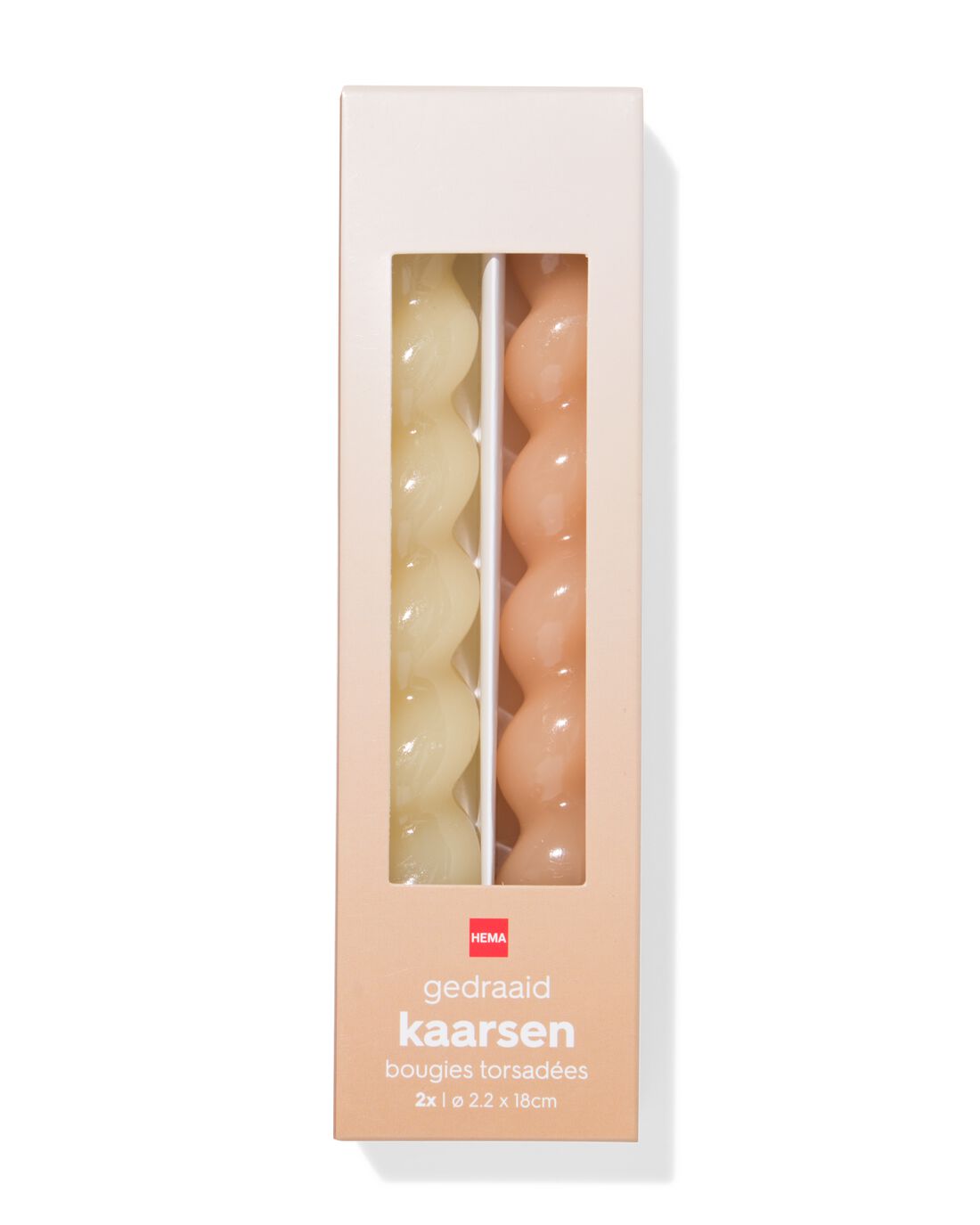HEMA Huishoudkaarsen ⌀2.2x20cm Draai Naturel - 2 Stuks (naturel)