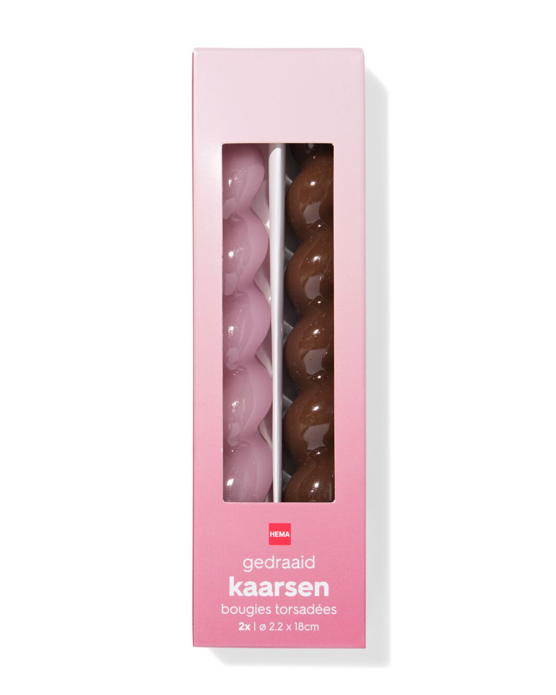 HEMA Huishoudkaarsen ⌀2.2x20cm Draai Roze - 2 Stuks (roze)