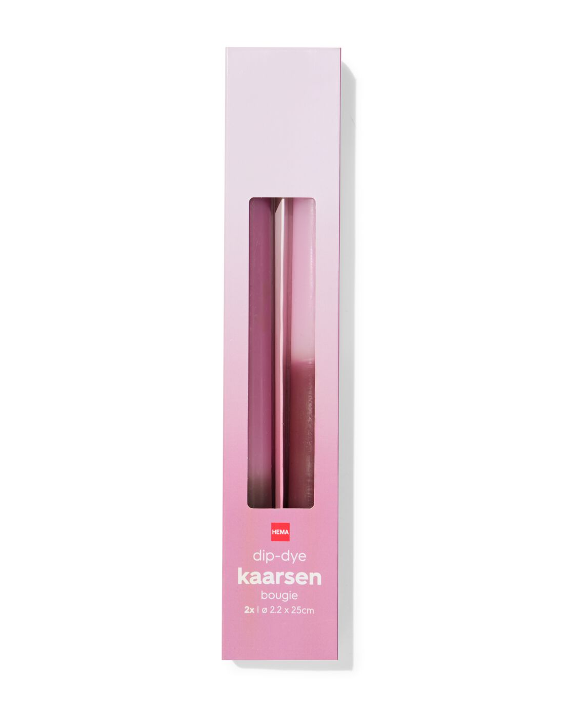 HEMA Huishoudkaarsen ⌀2.2x25cm Kleurverloop Roze - 2 Stuks (roze)