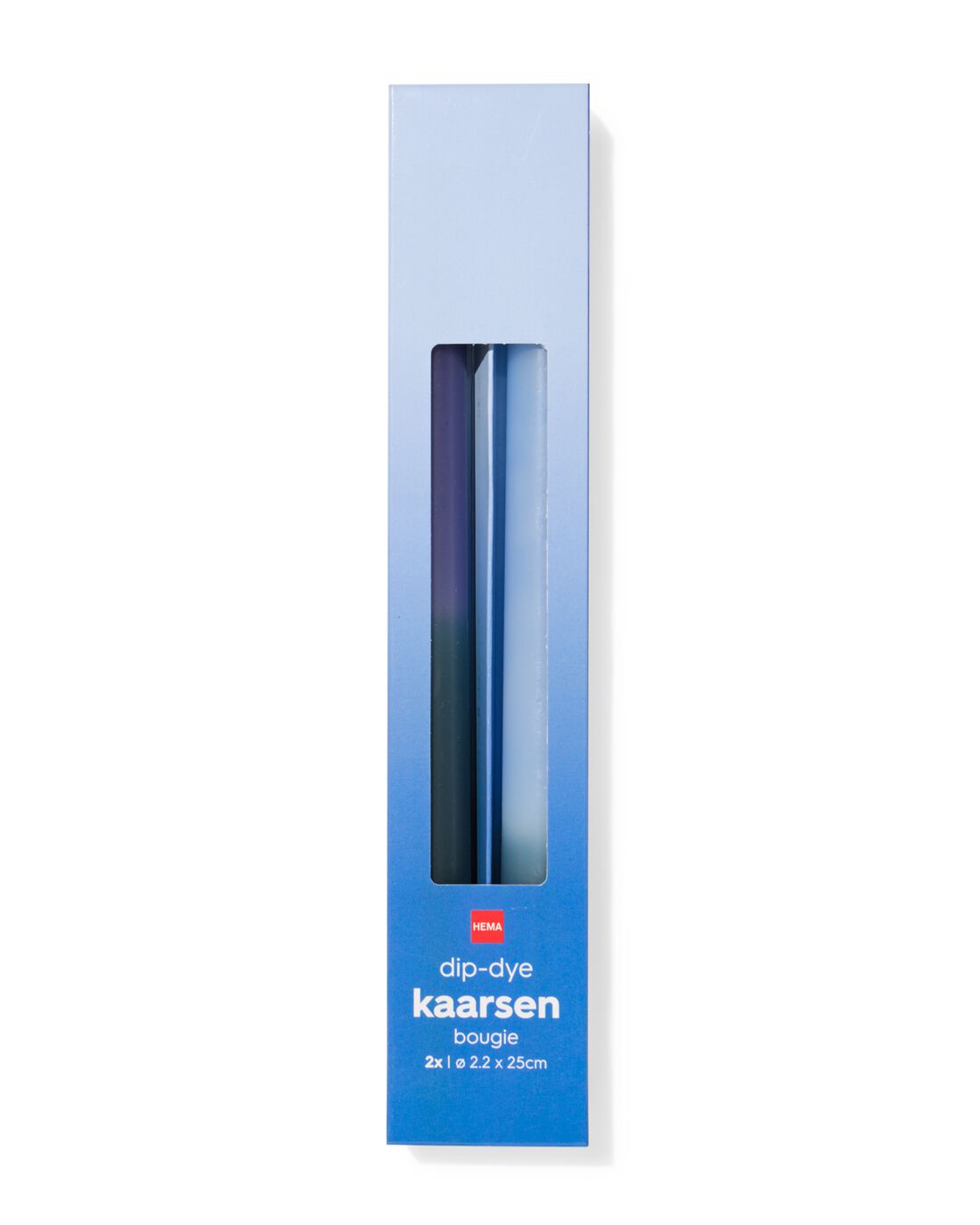 HEMA Huishoudkaarsen ⌀2.2x25cm Kleurverloop Blauw - 2 Stuks (blauw)