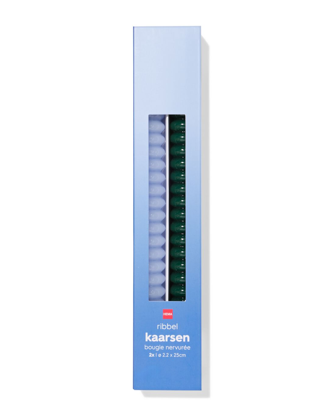 HEMA Huishoudkaarsen ⌀2.2x25cm Ribbel Blauw - 2 Stuks (blauw)