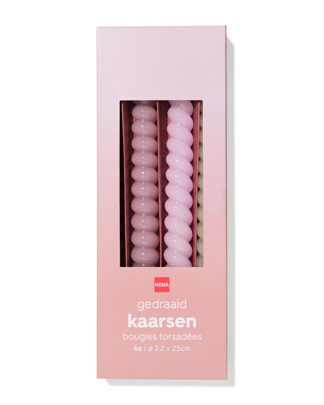 HEMA Huishoudkaarsen ⌀2.2x25cm Draai Roze - 4 Stuks (roze)