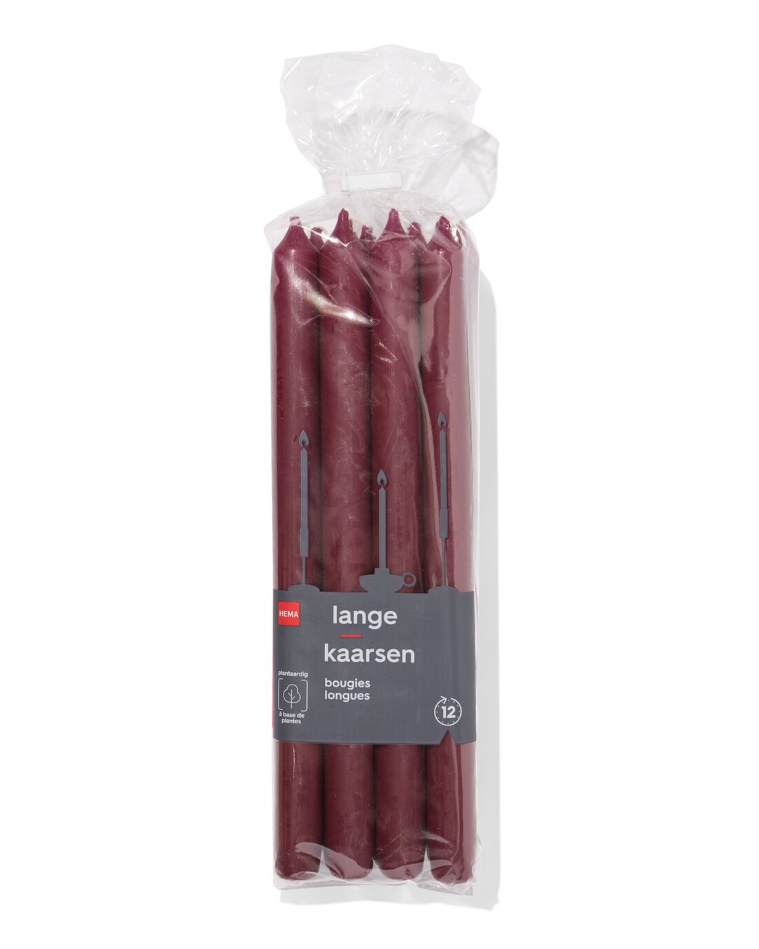 HEMA Lange Huishoudkaars Ø2.2x29cm Aubergine - 12 Stuks (aubergine)