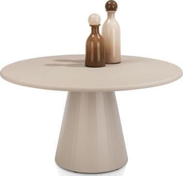 Lund eetkamertafel rond 140 cm. - stone-skin - cone poot - desert